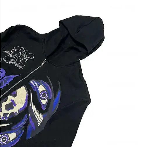 Japanese Brand Hoodie Rhinestone Gothic Print Zip Up Hoodie Size US L / EU 52-54 / 3 - 2 Thumbnail