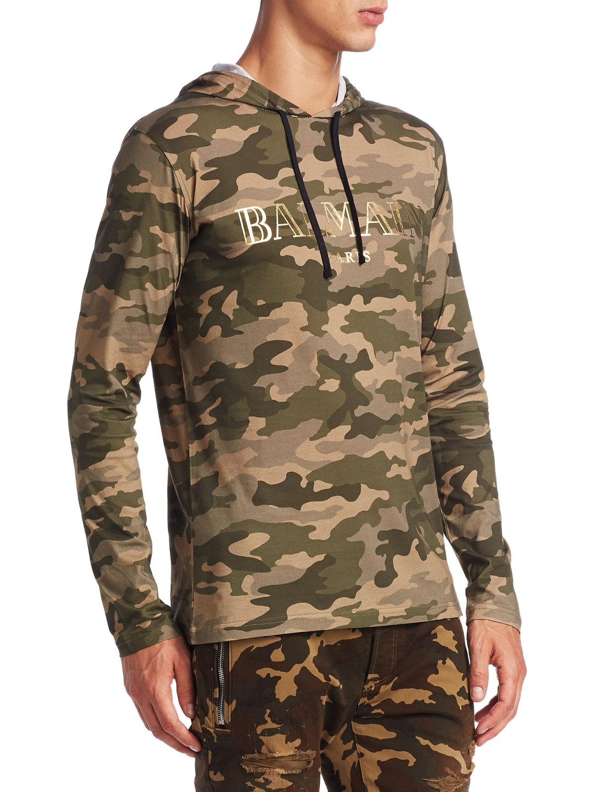 Balmain AW17 Balmain Logo Camo Print Thin Hoodie Size US S / EU 44-46 / 1 - 5 Thumbnail