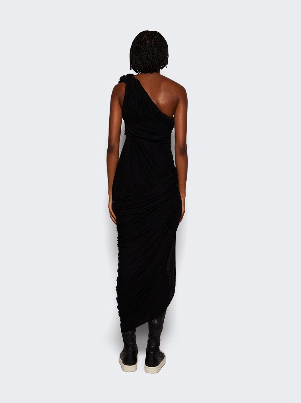 Rick Owens o1mle0426 Lido Draped Midi Dress in Black Size M / US 6-8 / IT 42-44 - 5 Thumbnail