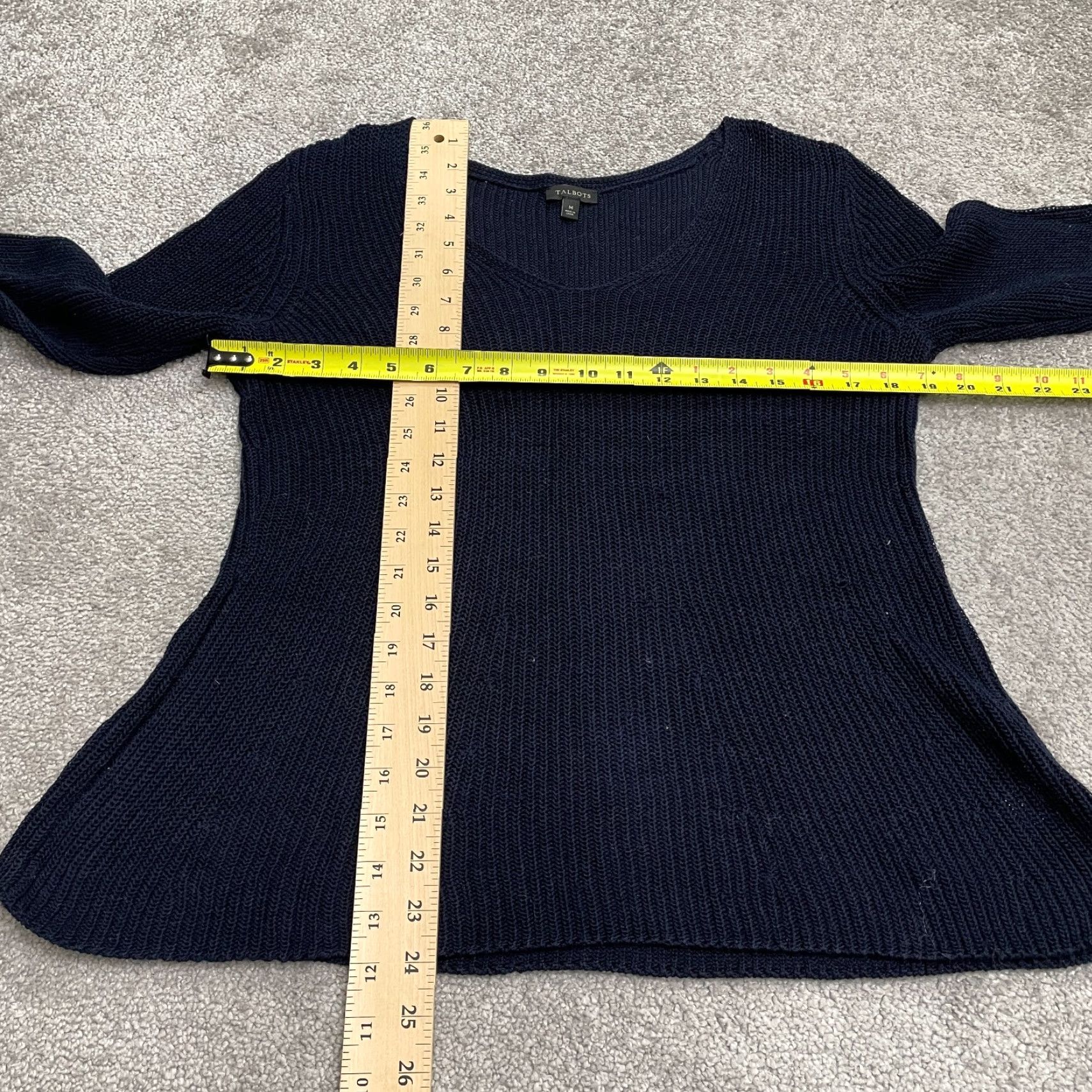 Talbots Talbots Pullover Sweater Womens Medium Navy Blue V-Neck 100% Cotton Casual Knit Size M / US 6-8 / IT 42-44 - 6 Thumbnail