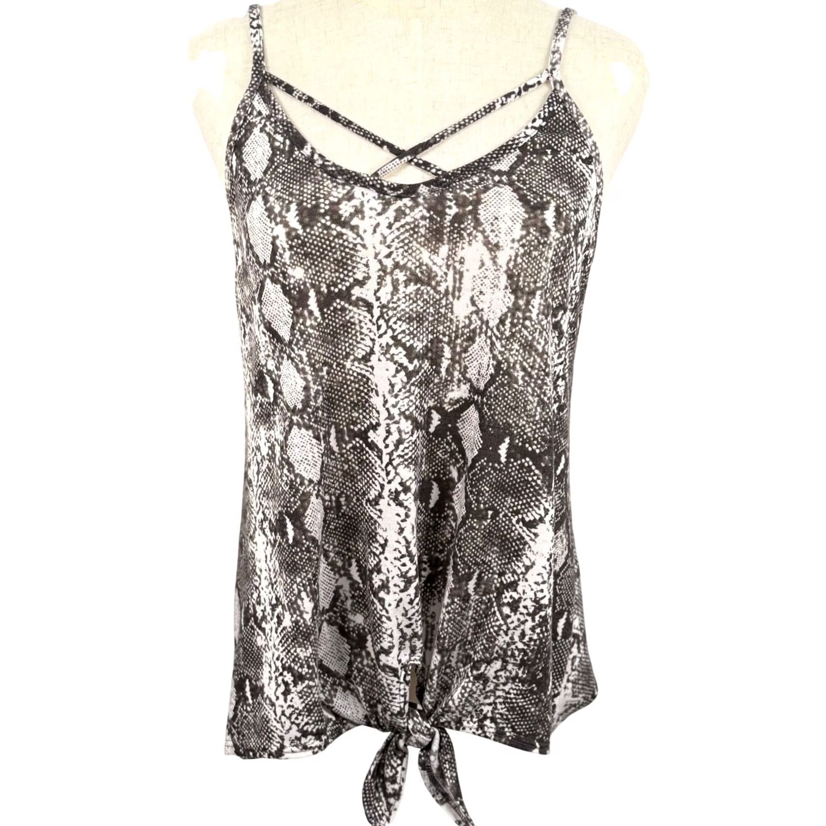 Vintage Fifth Ray Tank Top Small Snakeskin Camisole Trendy Crisscross Festival Tie Front Size S / US 4 / IT 40 - 2 Thumbnail
