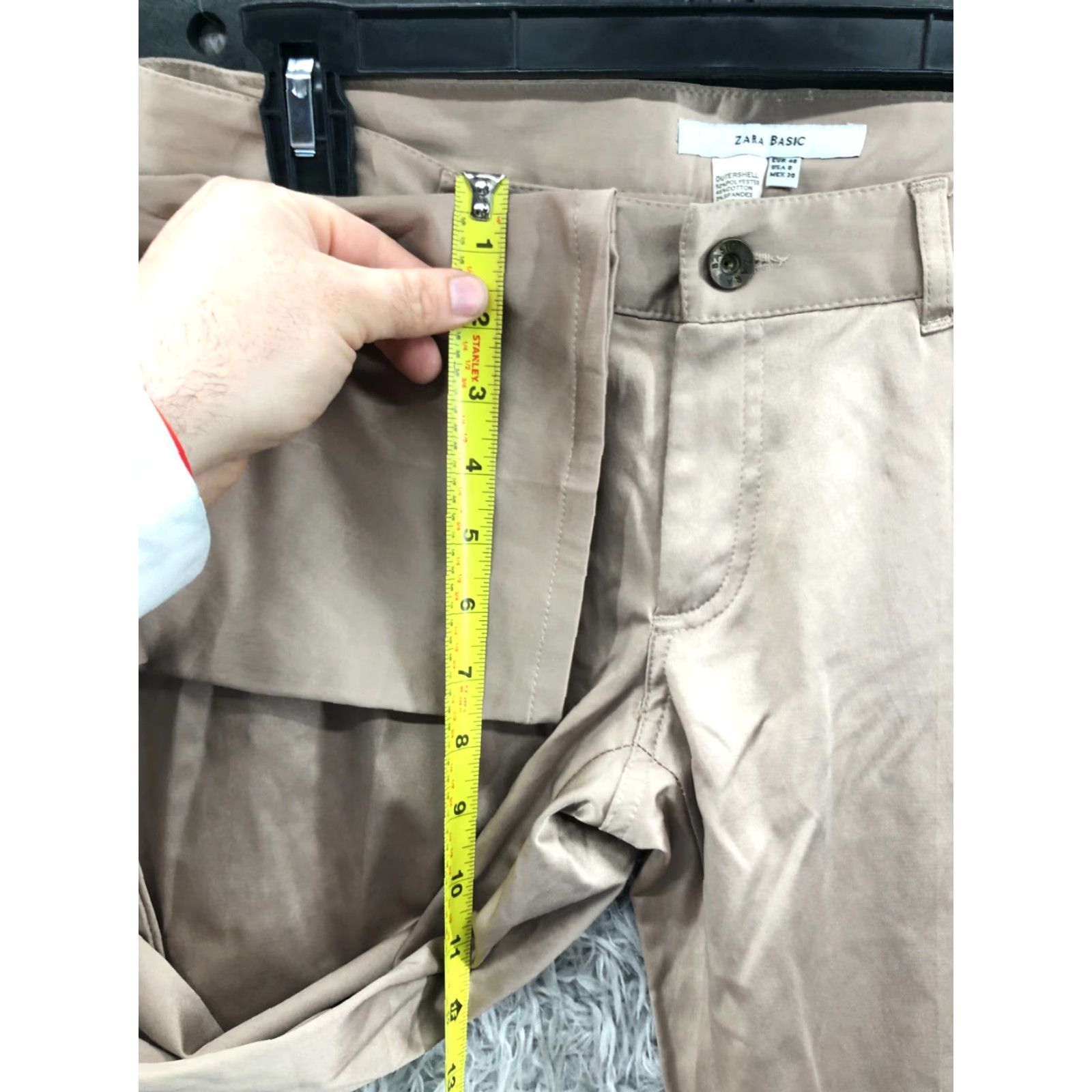 Zara Zara Basic Pants Womens Regular 8 Beige Polyester Straight Front, Mid Rise, Classic Dress Pants Size 30" / US 8 / IT 44 - 4 Thumbnail