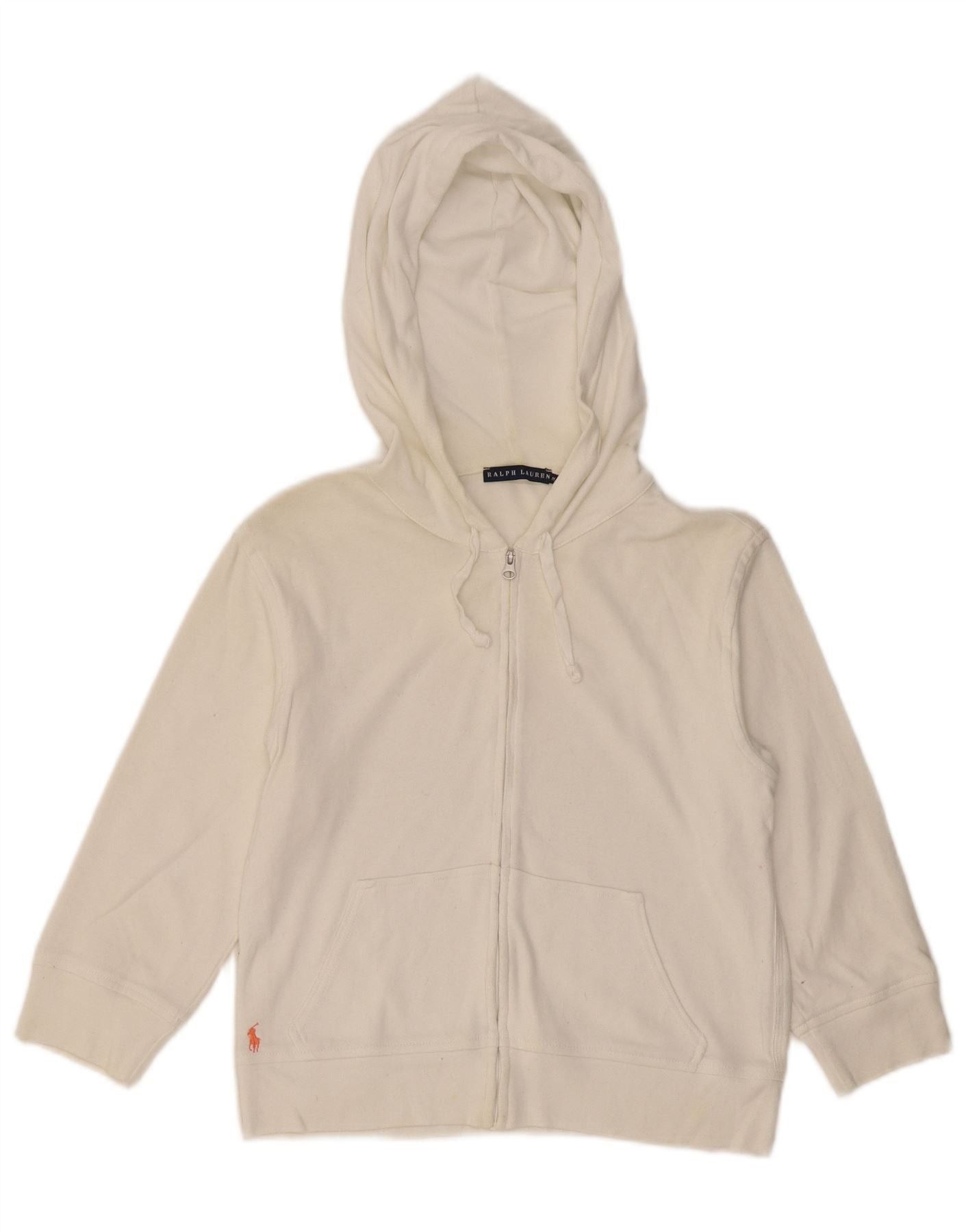 Ralph Lauren Womens Zip Hoodie Sweater UK 12 Medium White Cotton Size XS / US 0-2 / IT 36-38 - 1 Thumbnail