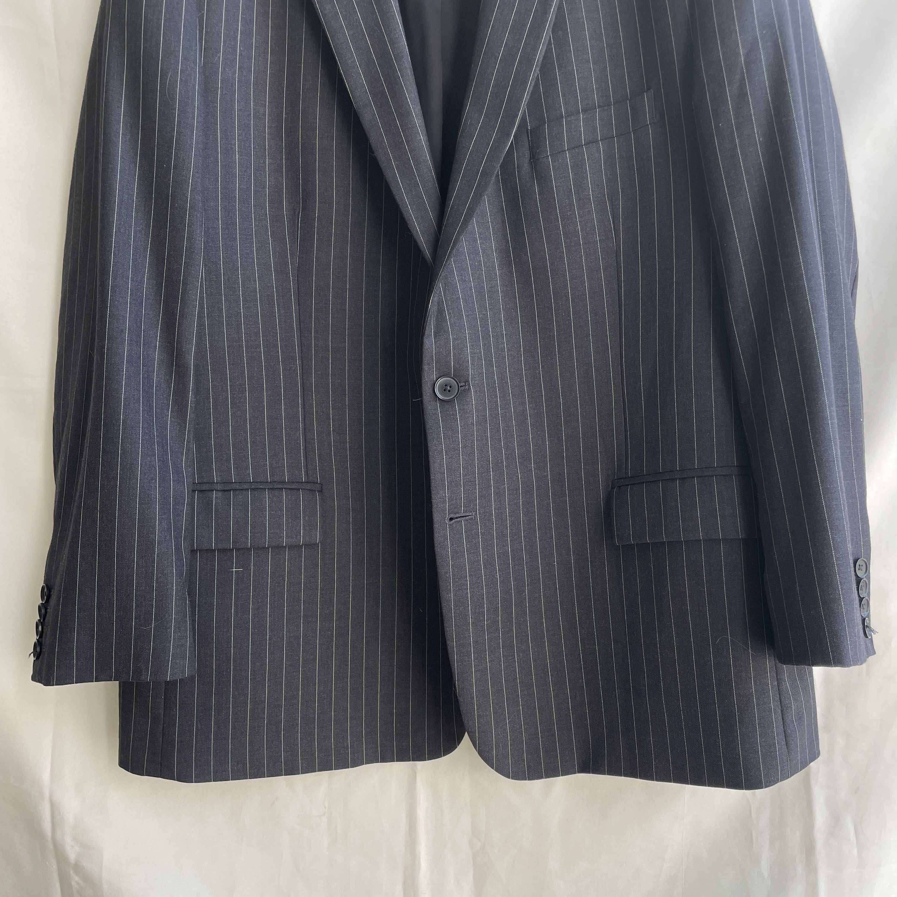 Other Brook Taverner Charcoal Gray Pinstripe Wool Suit Size 48S - 7 Thumbnail