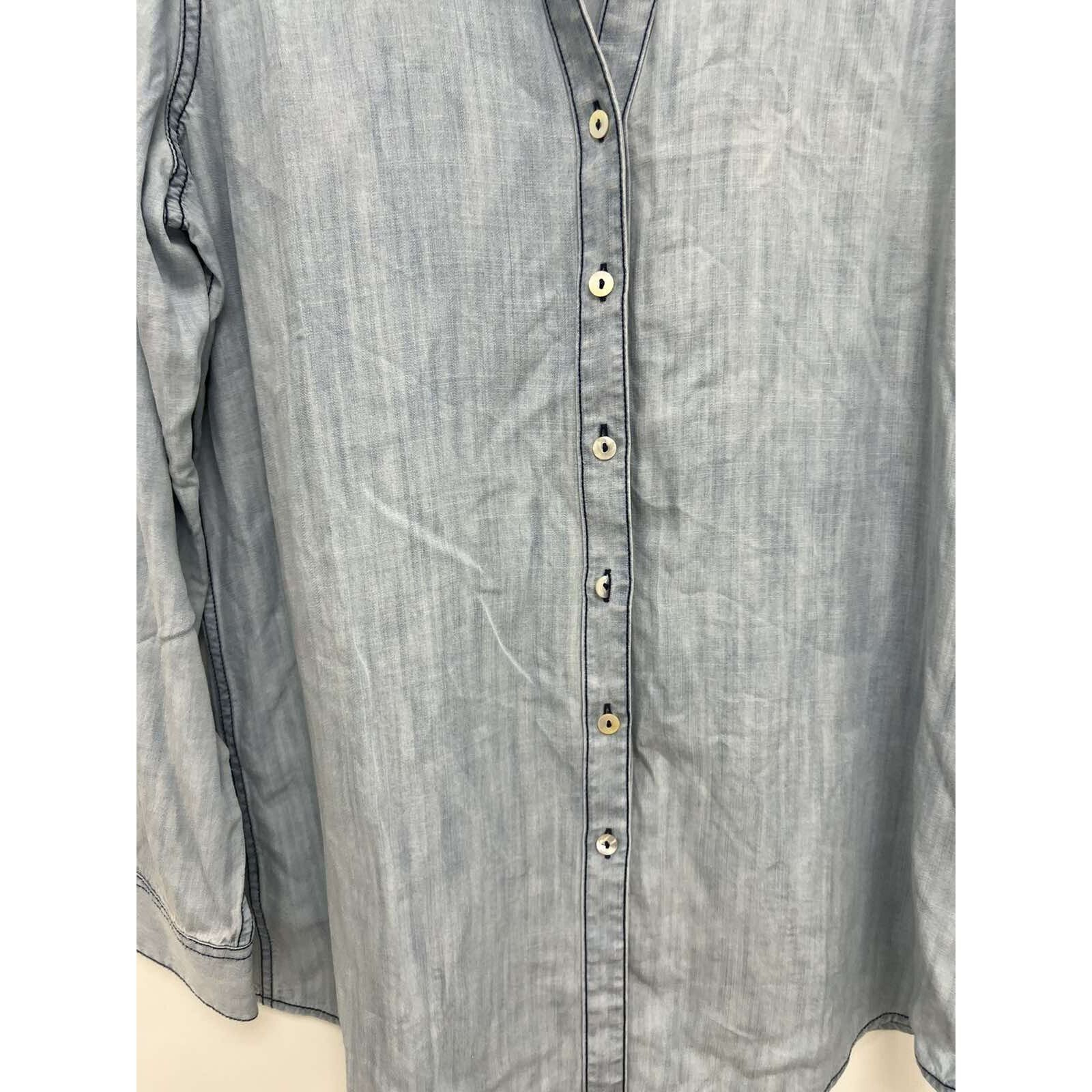 Orvis Orvis Women Tunic Jeans Button Long Sleeve Tencel A001633 Size XL / US 12-14 / IT 48-50 - 2 Thumbnail