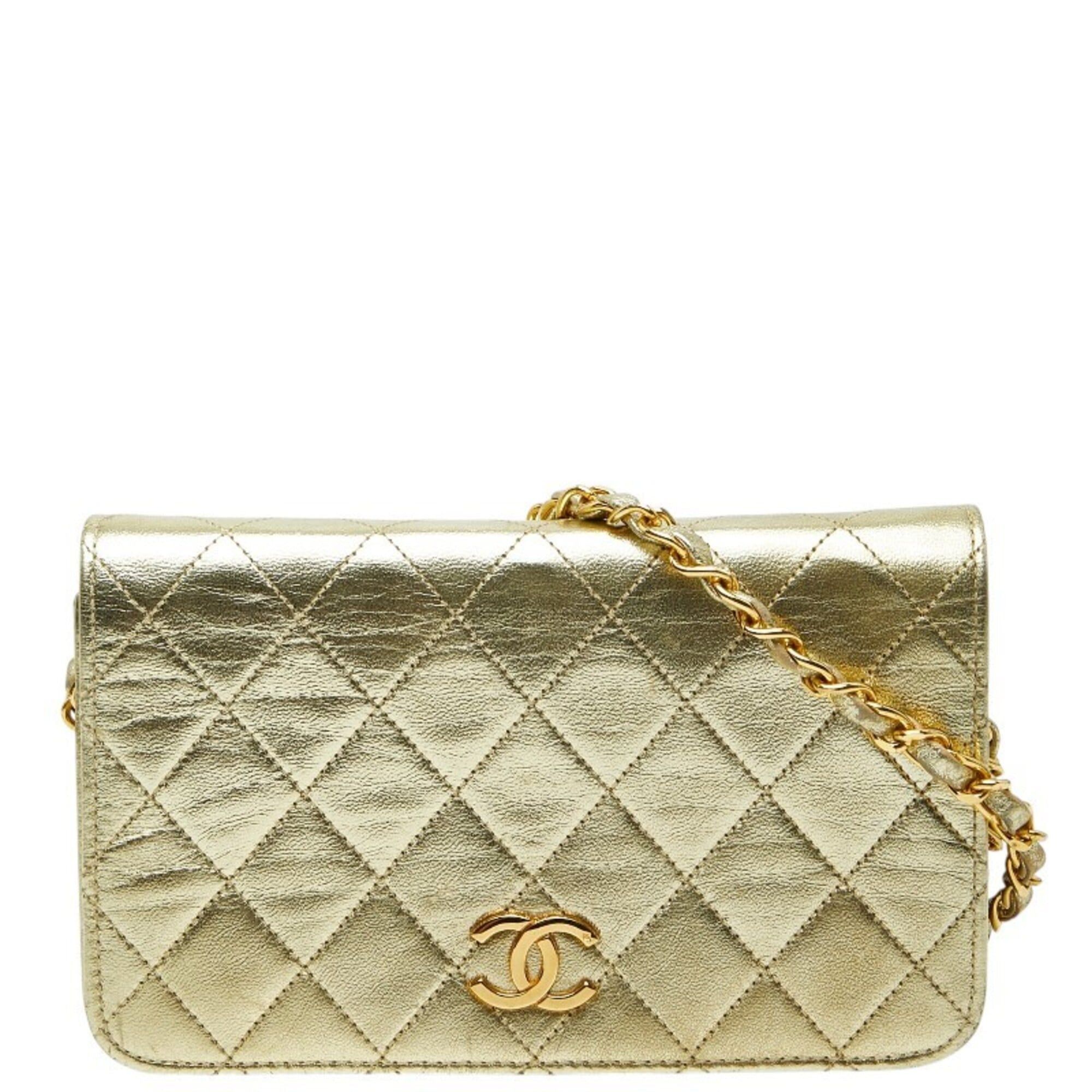 Chanel Chanel Coco Mark Mini Matelassé Chain Shoulder Bag, Gold Leather, Women's CHANEL Size ONE SIZE - 1 Thumbnail