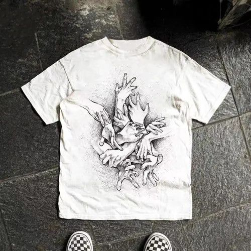 VIBE White washed retro palm print t-shirt Size US L / EU 52-54 / 3 - 5 Thumbnail