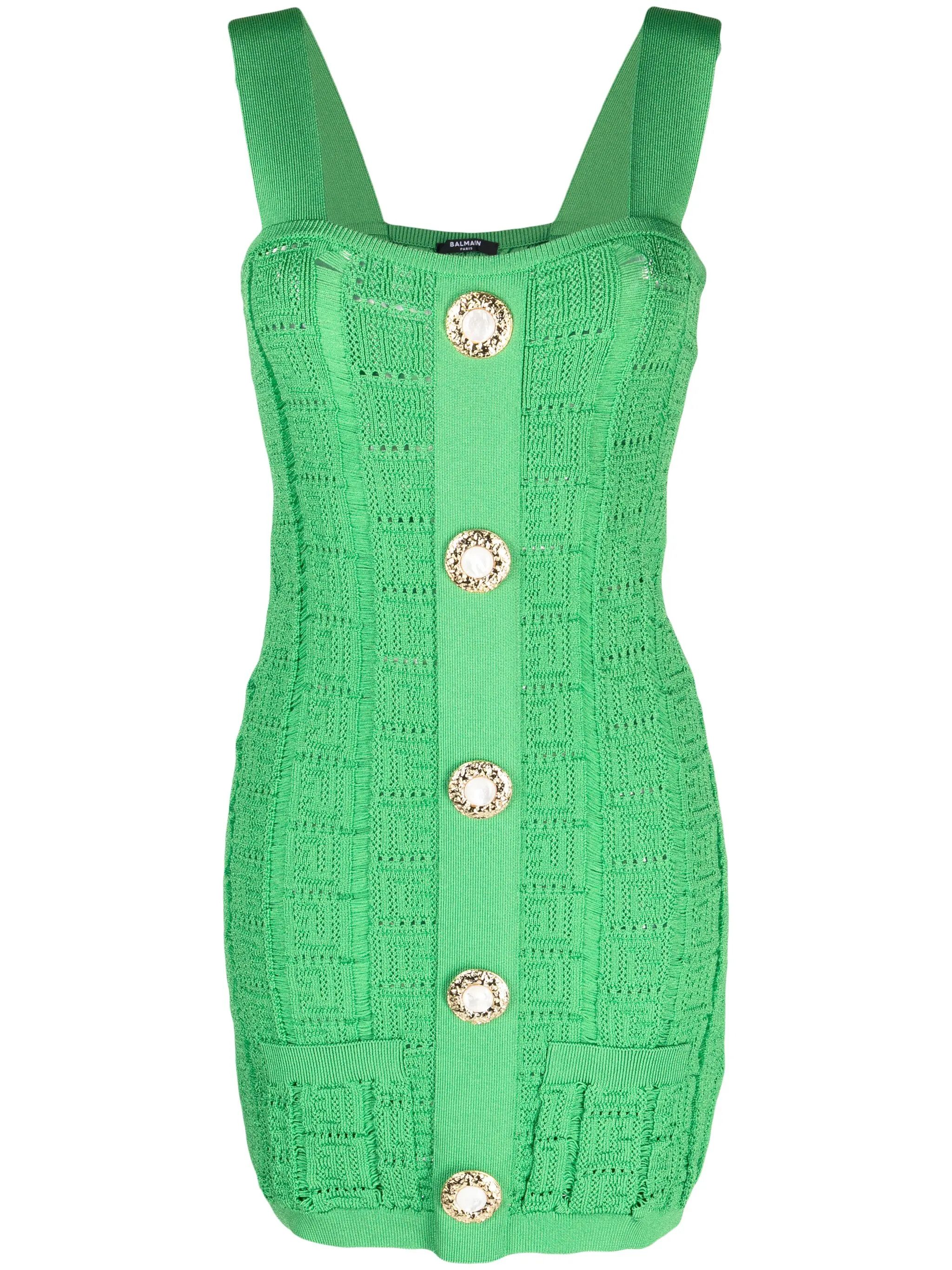 Balmain o1y0525 Mini Dress in Green Size M / US 6-8 / IT 42-44 - 1 Thumbnail