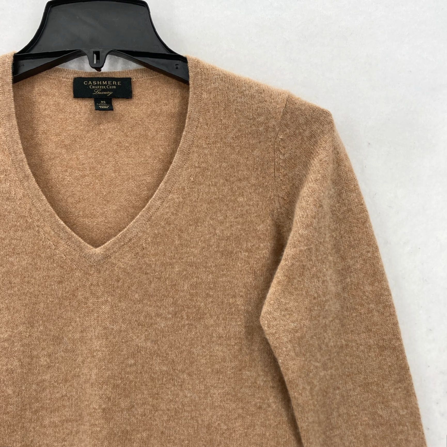 Club Room Club Room Luxury Cashmere Sweater Women's XS Brown V-Neck Long Sleeve Preppy Womens Size XS / US 0-2 / IT 36-38 - 2 Thumbnail