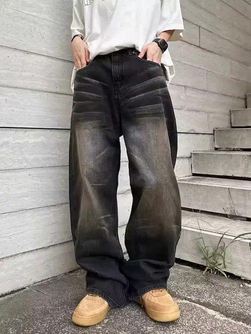 Japanese Brand Street hip hop ripple texture retro straight jeans Size US 34 / EU 50 - 3 Thumbnail