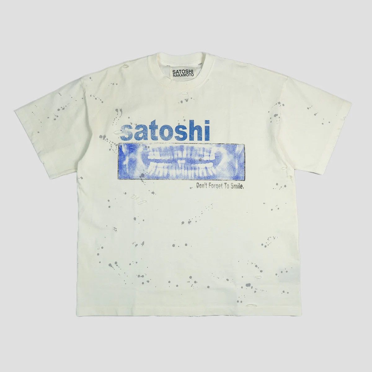 Satoshi nakamoto dont forget to smile logo t shirt