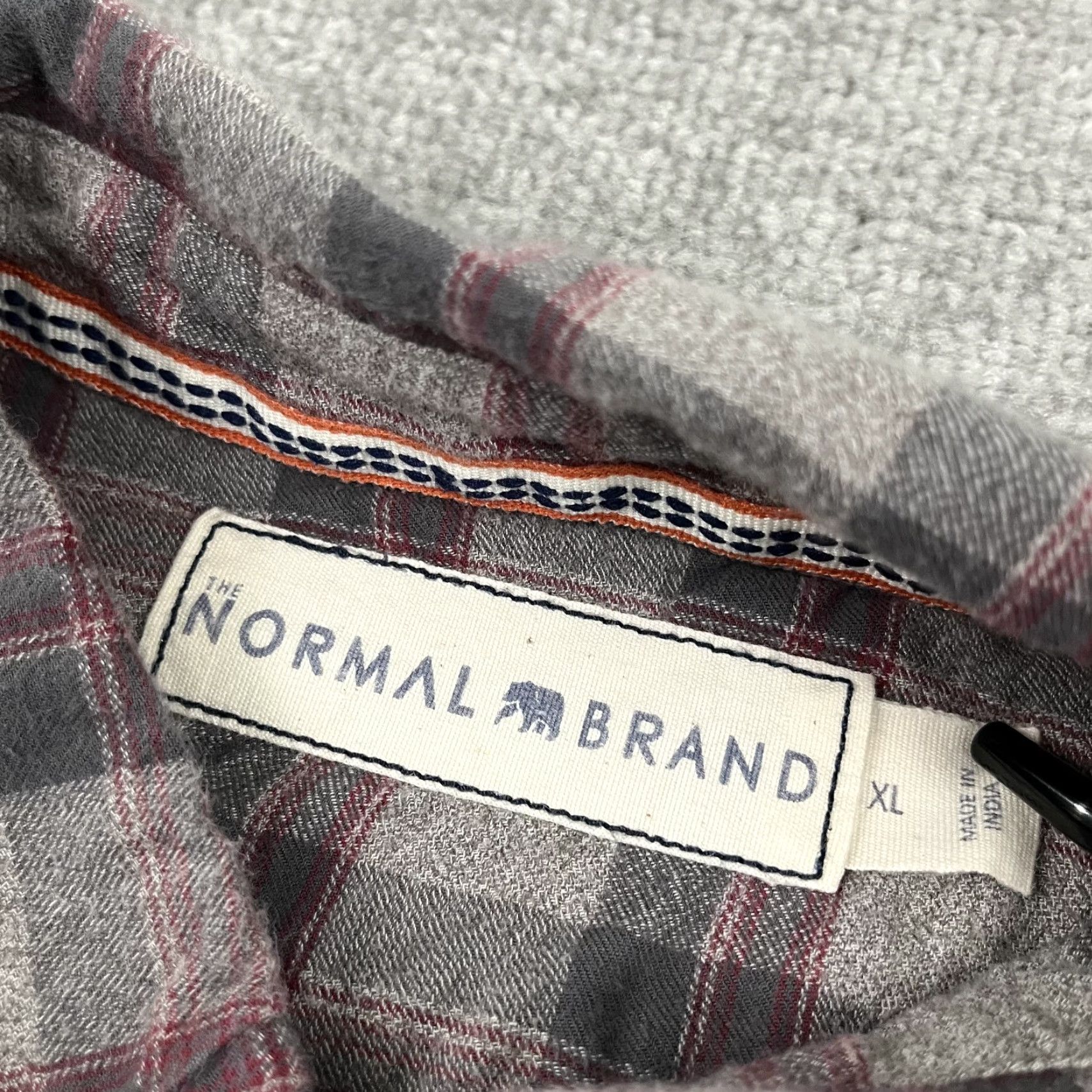 J Brand The Normal Brand Flannel Shirt XL Gray Red Plaid Button-Up Outdoor Mens Size US XL / EU 56 / 4 - 4 Thumbnail
