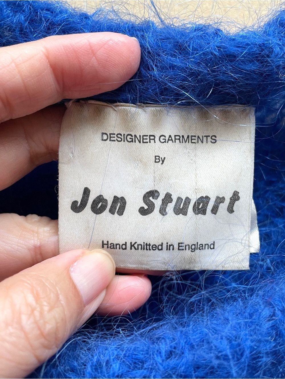 Vintage Vintage Handknit Blue Fishing Mohair Wool Sweater​ 🇬🇧 Size L / US 10 / IT 46 - 7 Thumbnail