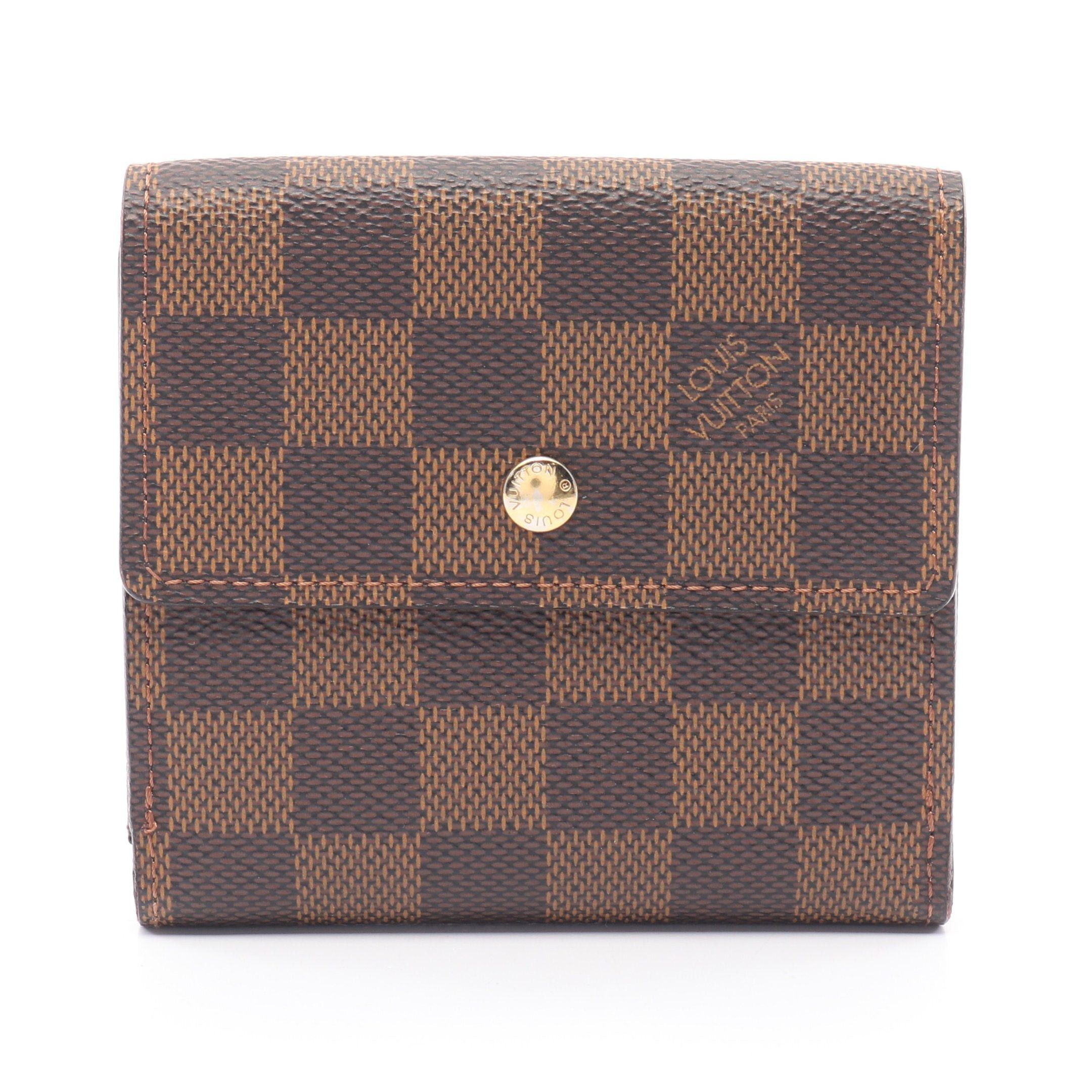 Louis Vuitton Louis Vuitton Portefeuil Elise Damier Ebene Double Hook Wallet Leather Brown Size ONE SIZE - 1 Thumbnail