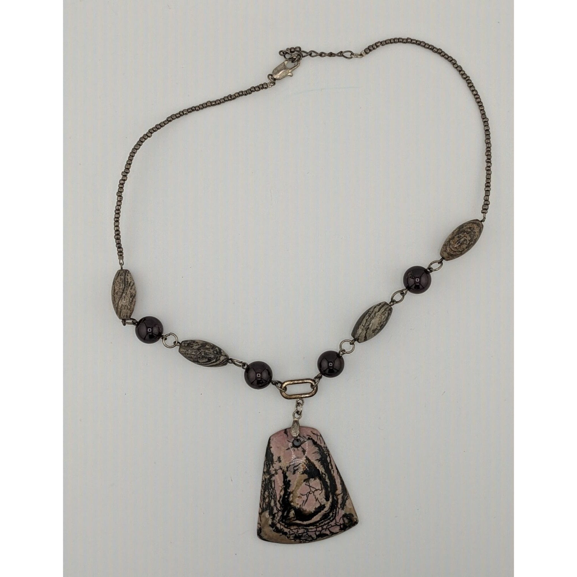 Handmade Vintage Handmade Porcelain Jasper Pendant Necklace With Vari Size ONE SIZE - 4 Thumbnail