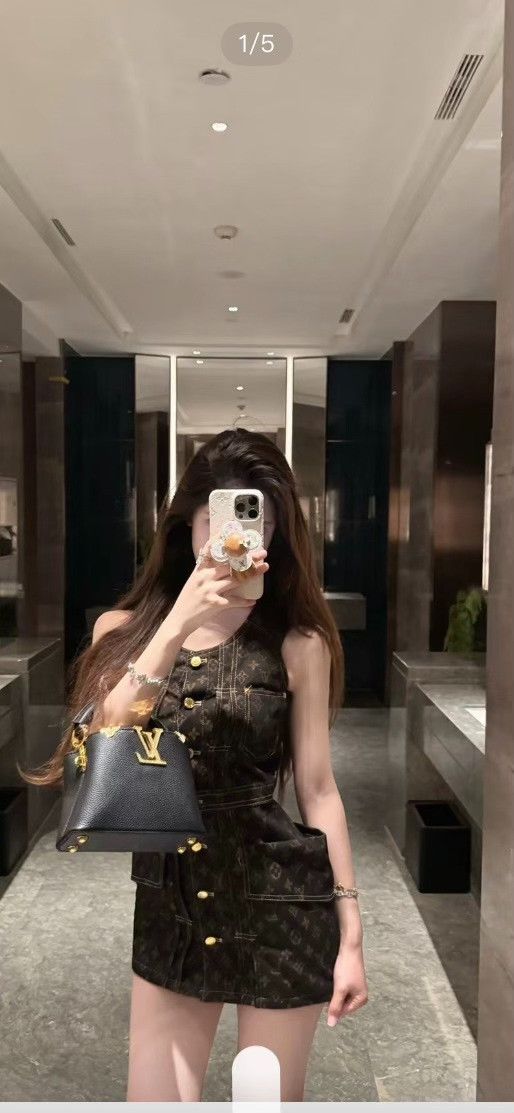 Louis Vuitton Louis Vuitton 25FW Black Gold Monogram Denim Dress Size XS / US 0-2 / IT 36-38 - 1 Thumbnail
