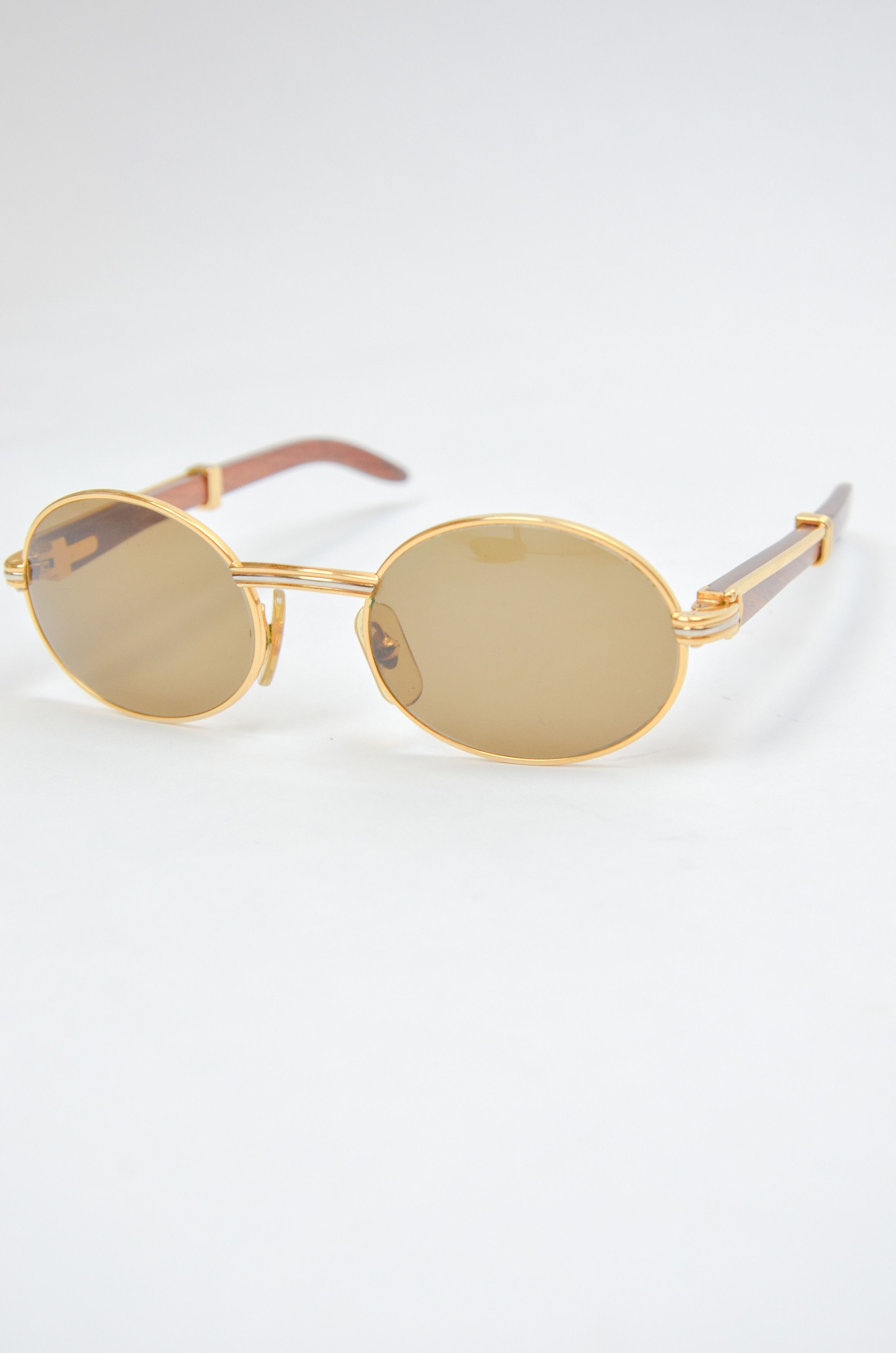 image of Cartier Sunglasses Giverny 130B Bubinga Wood Eyeglasses in Gold/Wood, Women's