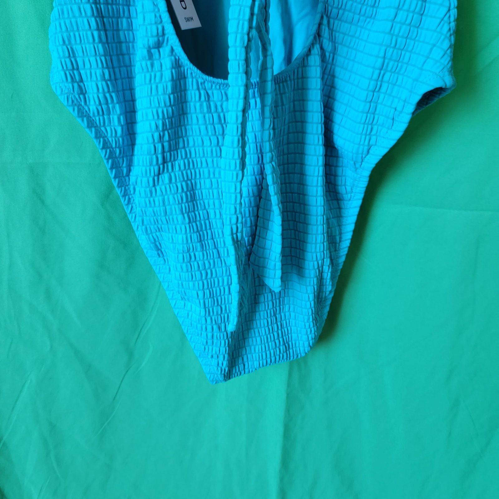 Lucky Brand Teal Wave Lace-Up Deep V-Neck One Piece Swimsuit Size Medium Size ONE SIZE - 12 Thumbnail