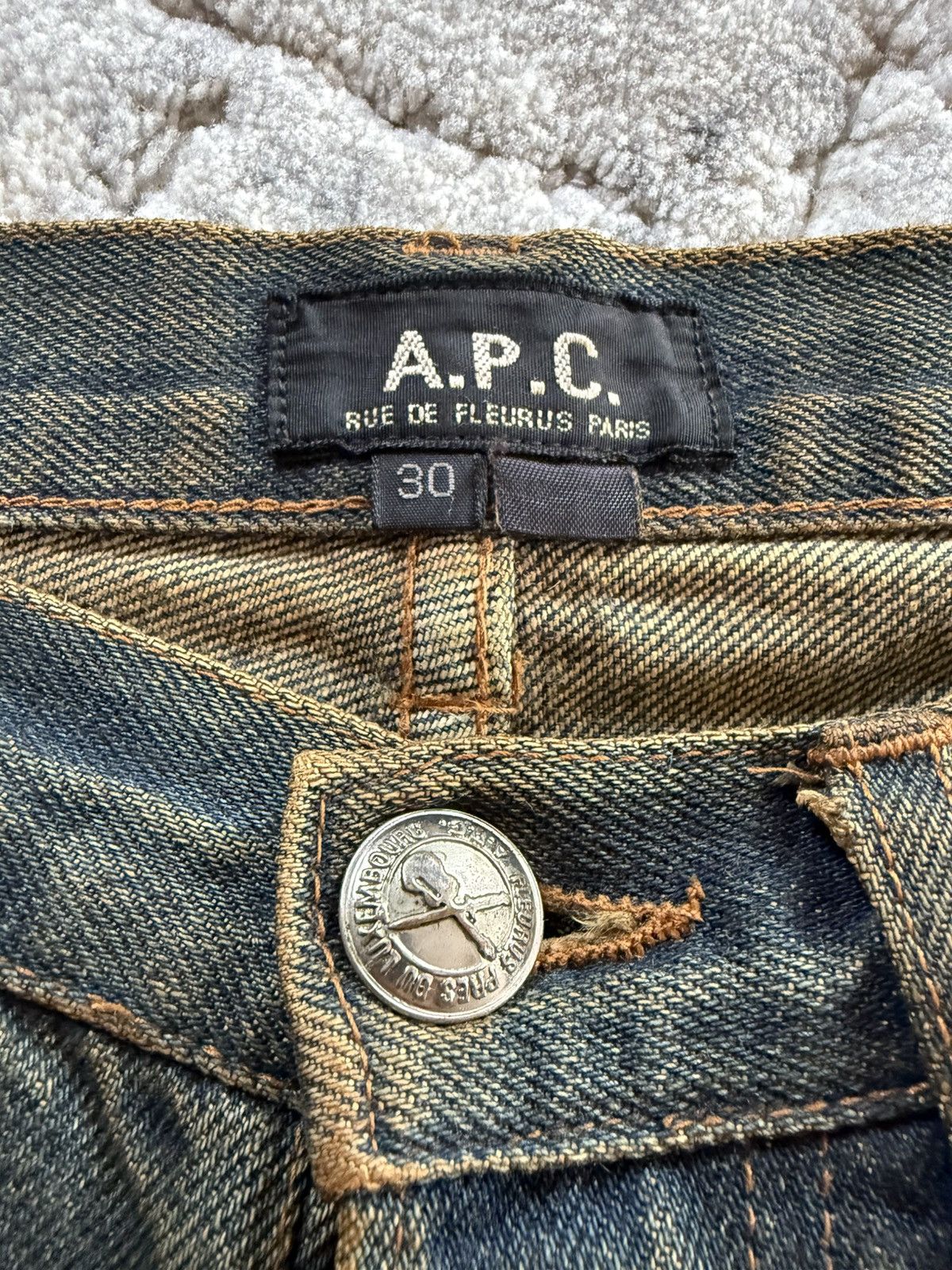 A.P.C. A.P.C Reu De Fleurus Earthy Mud Wash Selvedge Straight Jeans Size US 29 - 18 Thumbnail