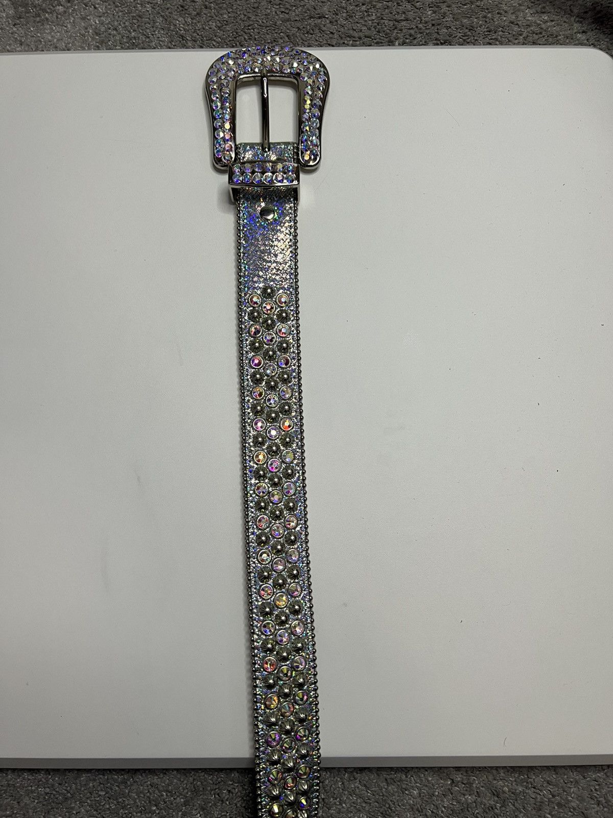 B.B. Simon B.B. Simon Rhinestone Crystal Belt Silver Size 34 - 11 Thumbnail