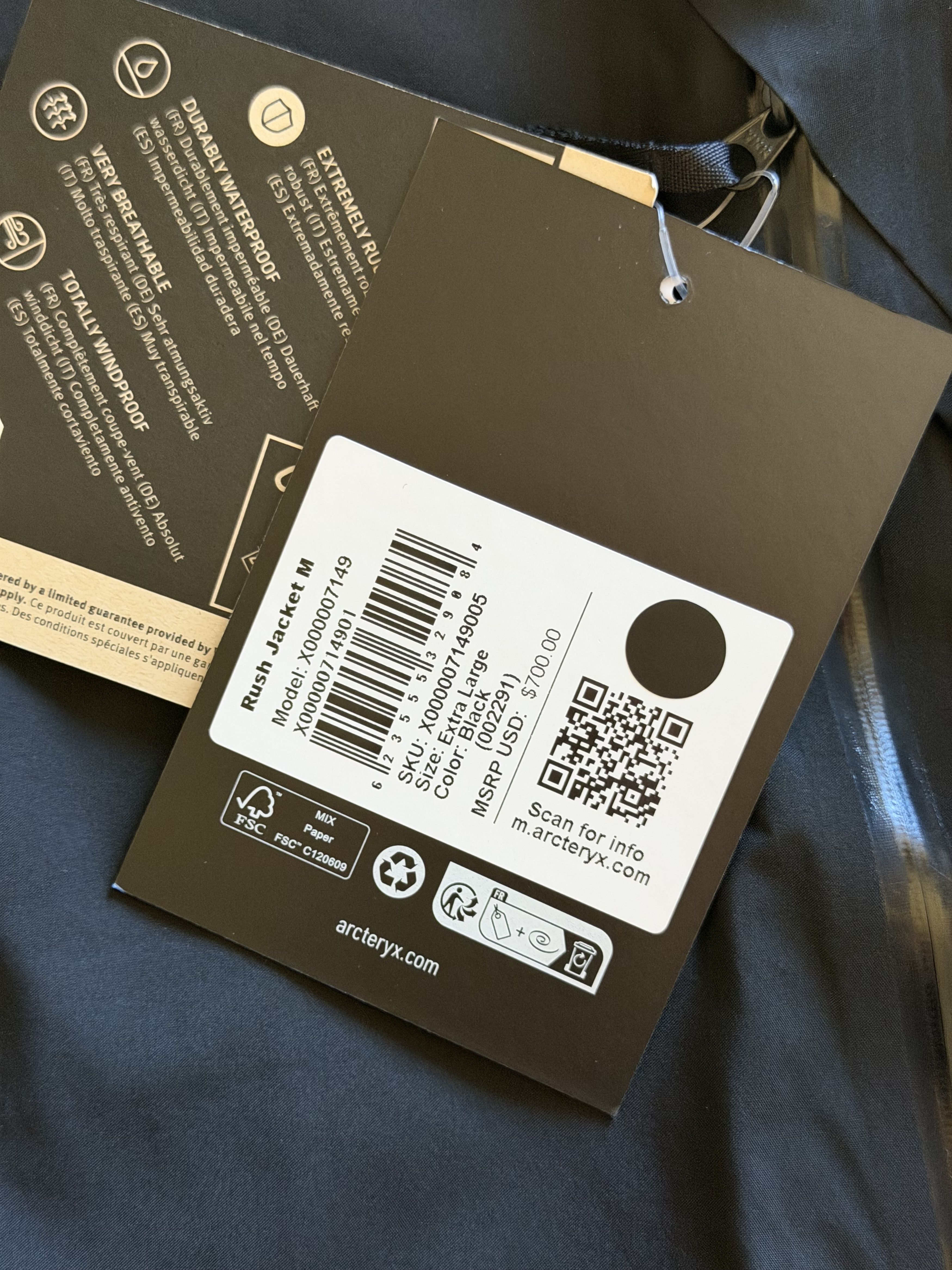 Arc'teryx Arc'Teryx Rush Shell Jacket in Black Size US XL / EU 56 / 4 - 9 Thumbnail