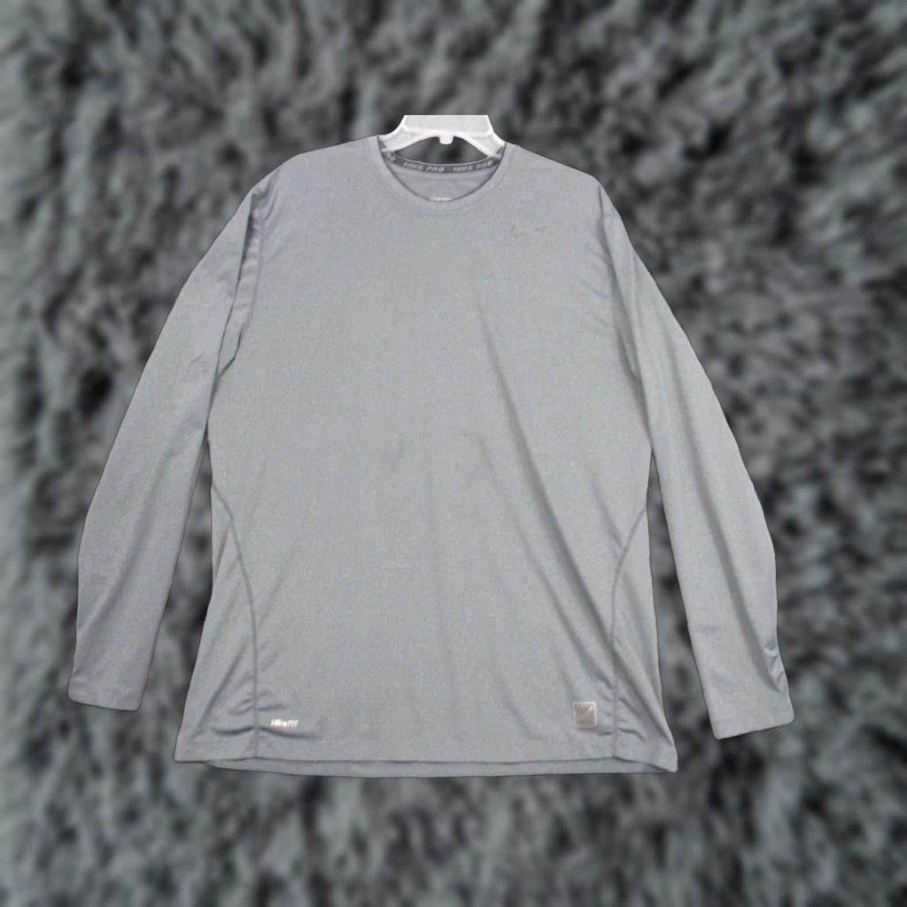 Nike Nike Pro Shirt Mens 2XL Gray Long Sleeve NikeFIT Performance Training Crewneck Size US XXL / EU 58 / 5 - 1 Thumbnail