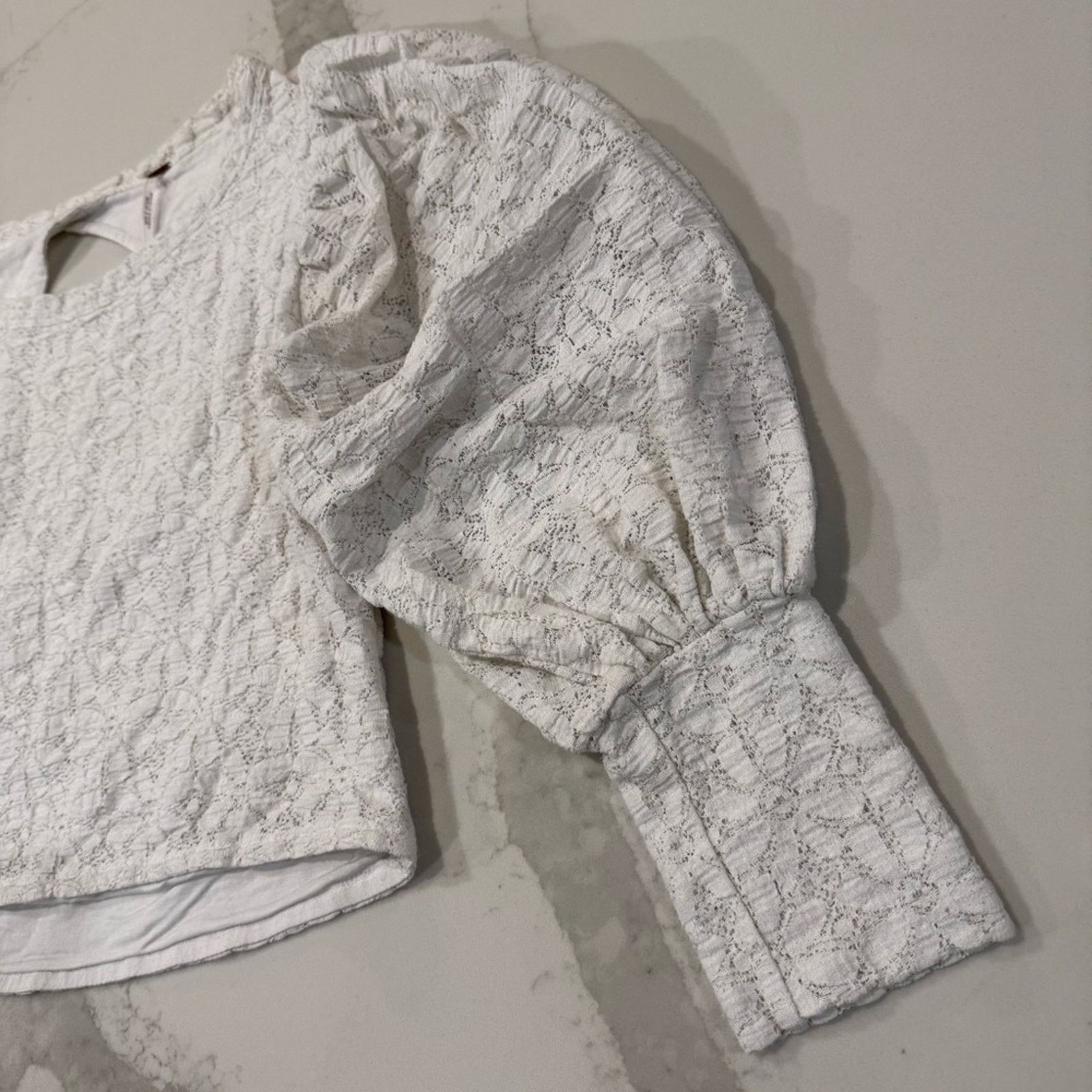 Free People Free People Jasmine Puff Sleeve Lace Crop Top Womens Medium Size M / US 6-8 / IT 42-44 - 7 Thumbnail
