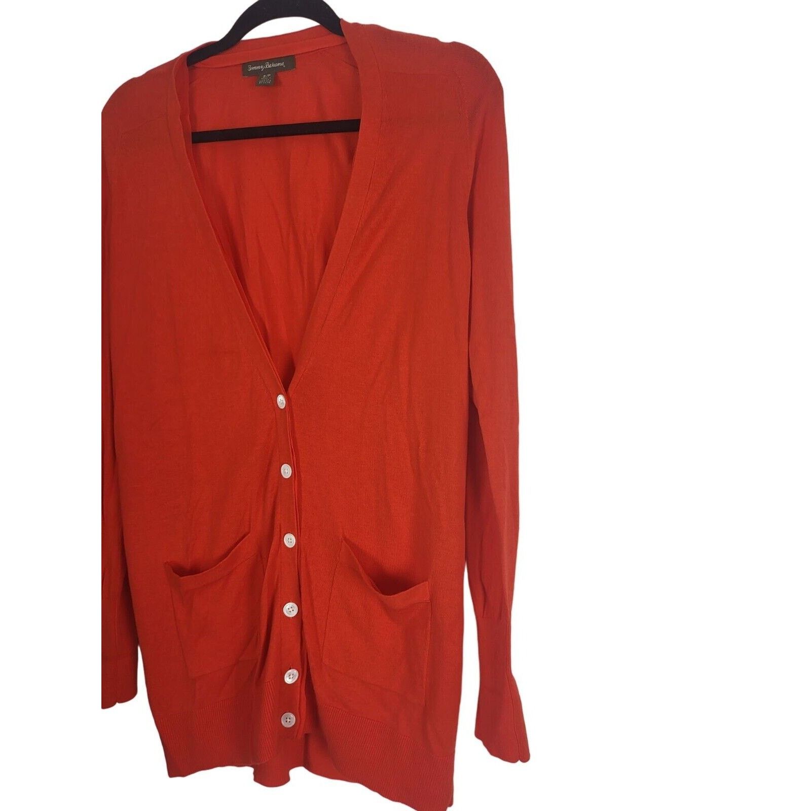 Tommy Bahama Tommy Bahama Cardigan S/P Womens Orange Long Sleeve Pockets Size S / US 4 / IT 40 - 2 Thumbnail