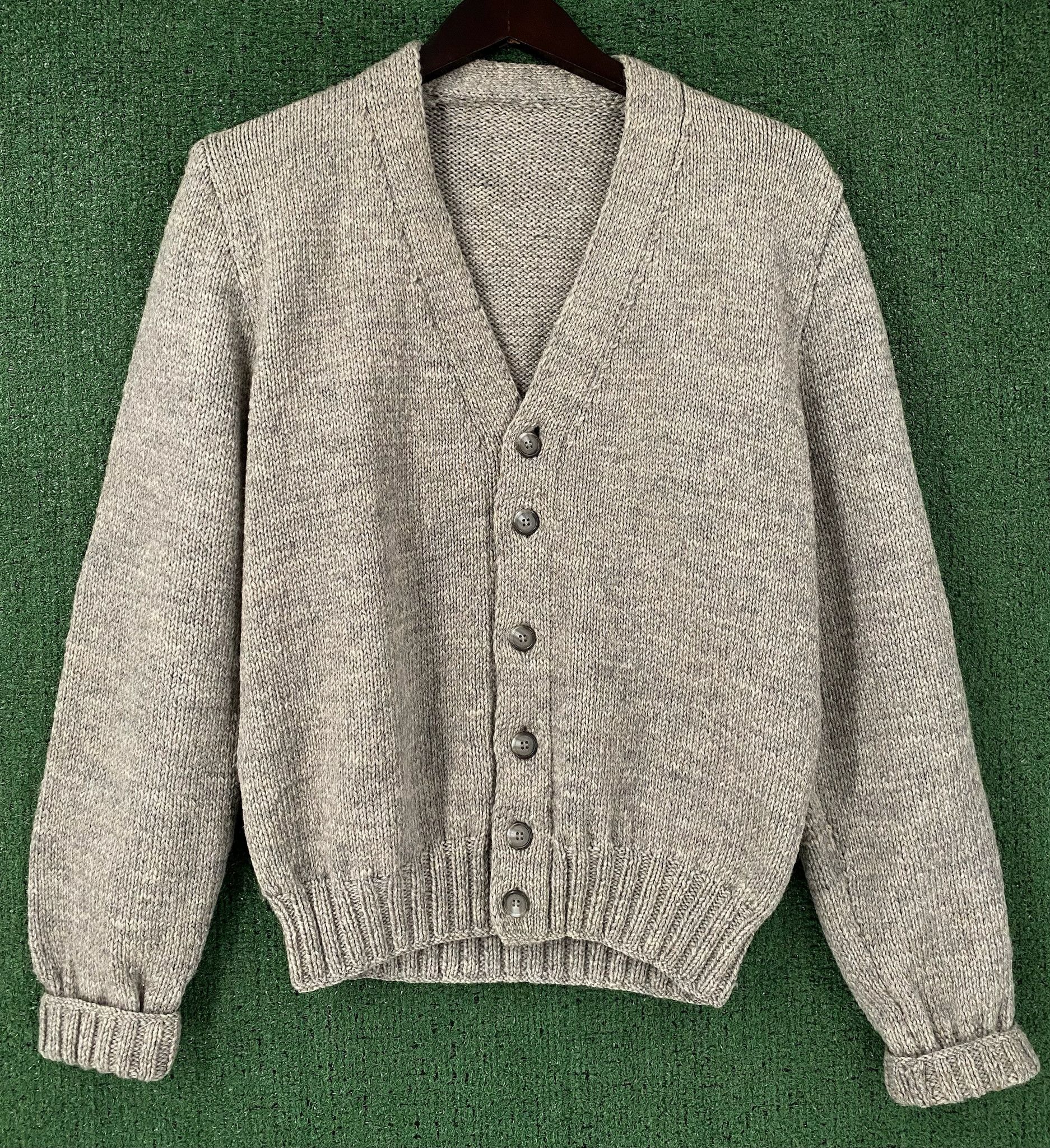 Handmade 80’s Handmade Wool Heavyweight Grey Cardigan Sweater Small Size US S / EU 44-46 / 1 - 1 Thumbnail