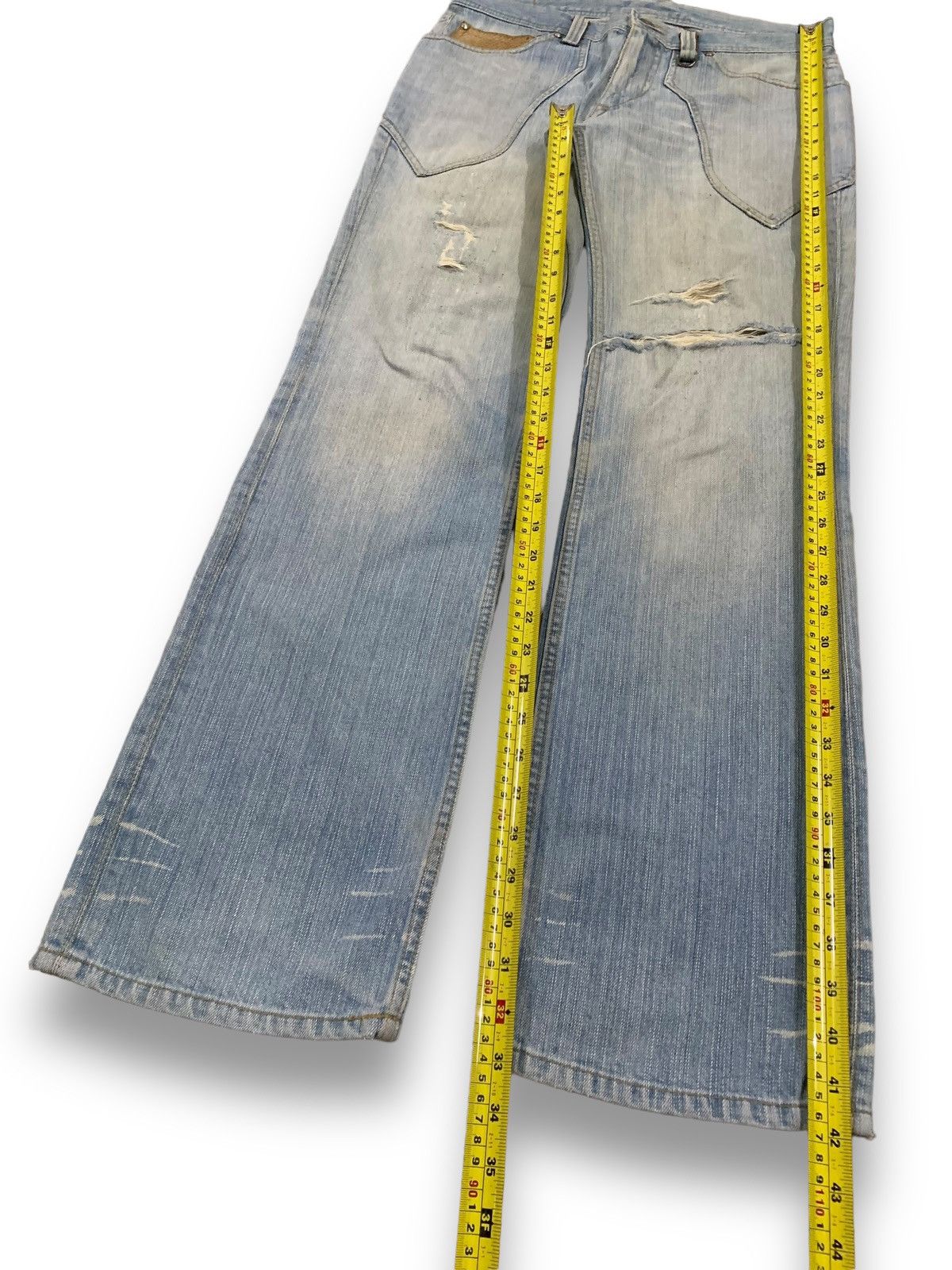 Tornado Mart Vintage NCFM Leather Pocket Clawmark Distressed Jeans Size US 32 / EU 48 - 14 Thumbnail