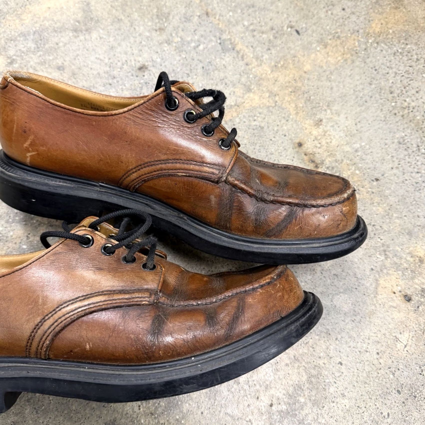 Red Wing VINTAGE Red Wing USA 104 Postman Boots Mens 10 B Distressed Moc Toe SuperSole Leather Derby Workwear USA 90s Size US 9 / EU 42 - 5 Thumbnail