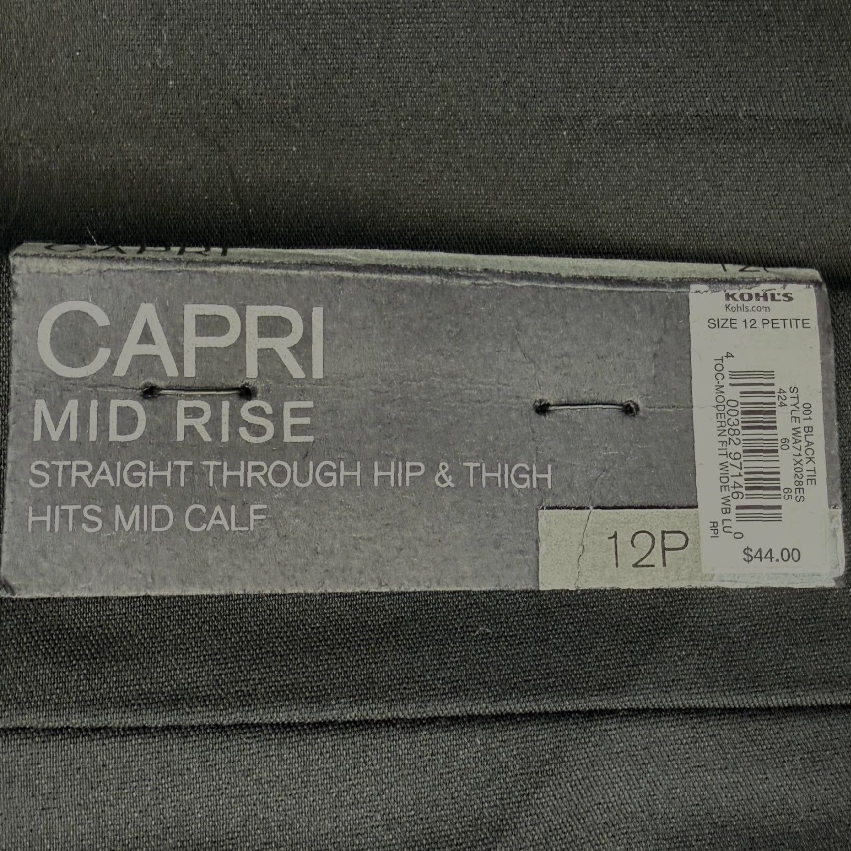 Apt. 9 Apt 9 The Torie Capri Pants Womens 12P Black Mid Rise Straight Dressy Work Size 34" / US 12 / IT 48 - 6 Thumbnail