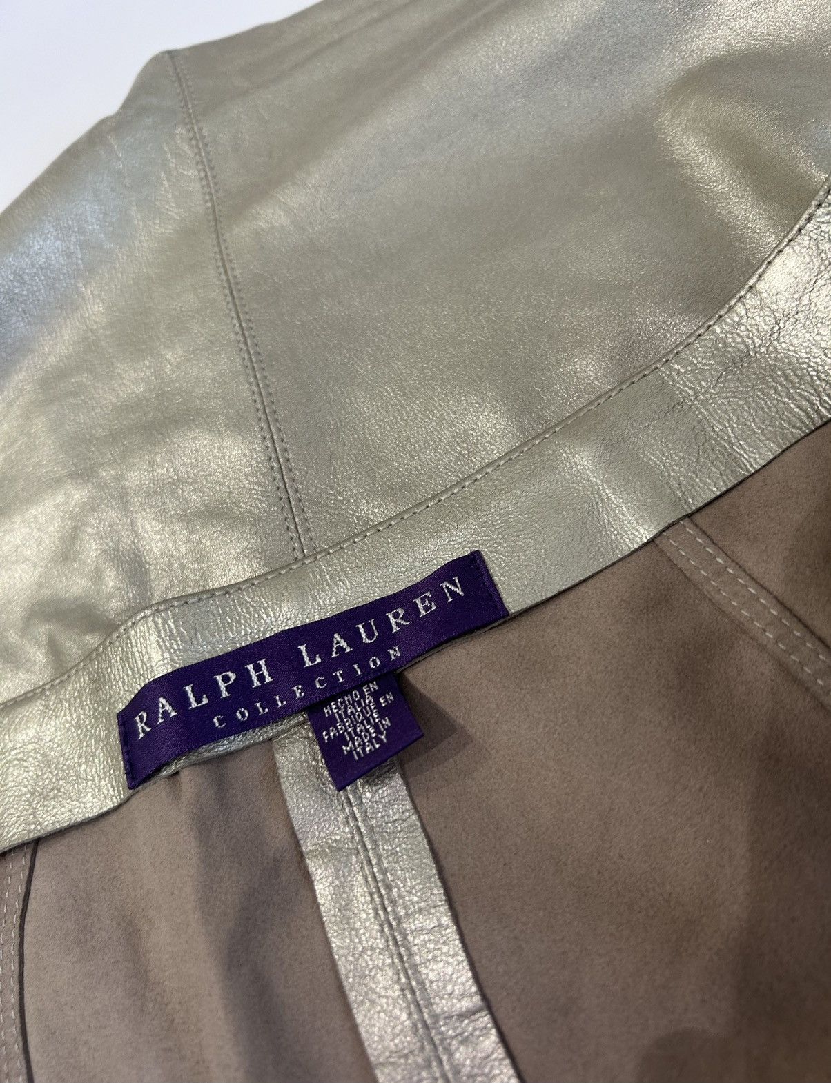 Ralph Lauren Ralph Lauren collection silver skirt leather XL Size 28" / US 6 / IT 42 - 2 Thumbnail