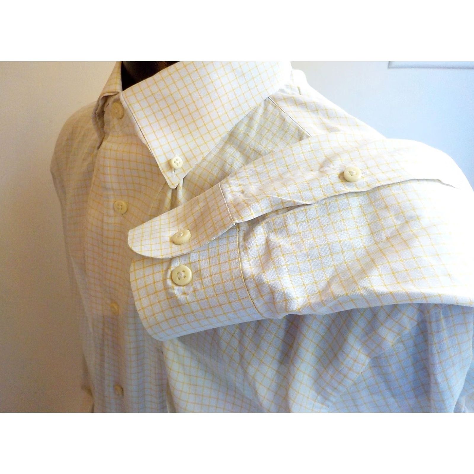 Robert Talbott VINTAGE Robert Talbott LS Buttoned Down Checkered Shirt LT White Yellow Orange Button-Up Mens Long Sleeve Cotton Size LT Size US L / EU 52-54 / 3 - 3 Thumbnail