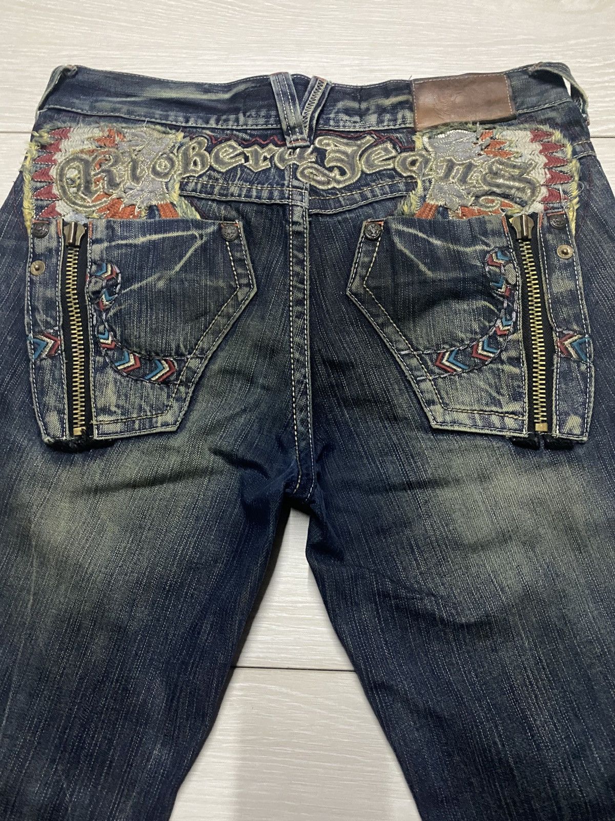 Tornado Mart Japan Brand Riobera Embroidered Karakuri Logo Baggy Jeans Size US 33 - 13 Thumbnail