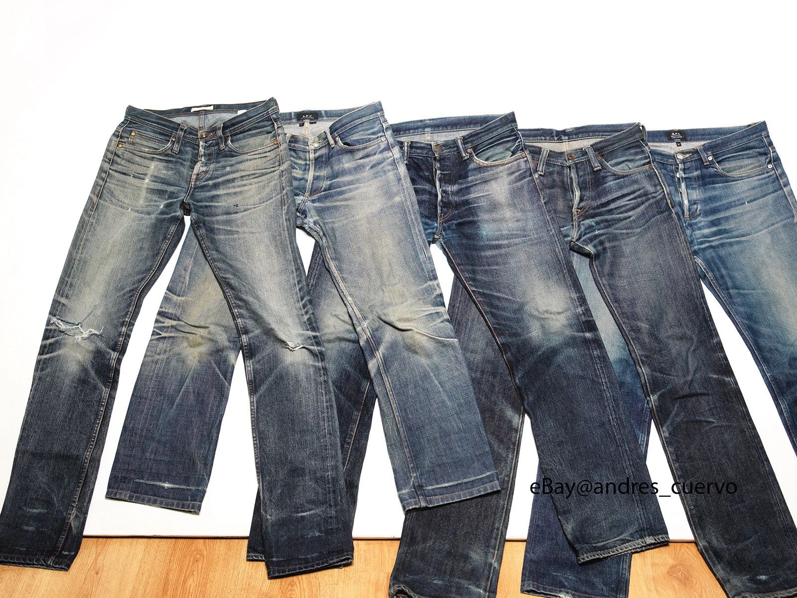 The Unbranded Brand Butler Unbranded UB101 Jeans Fades Faded Distressed Selvedge Size US 30 / EU 46 - 3 Thumbnail