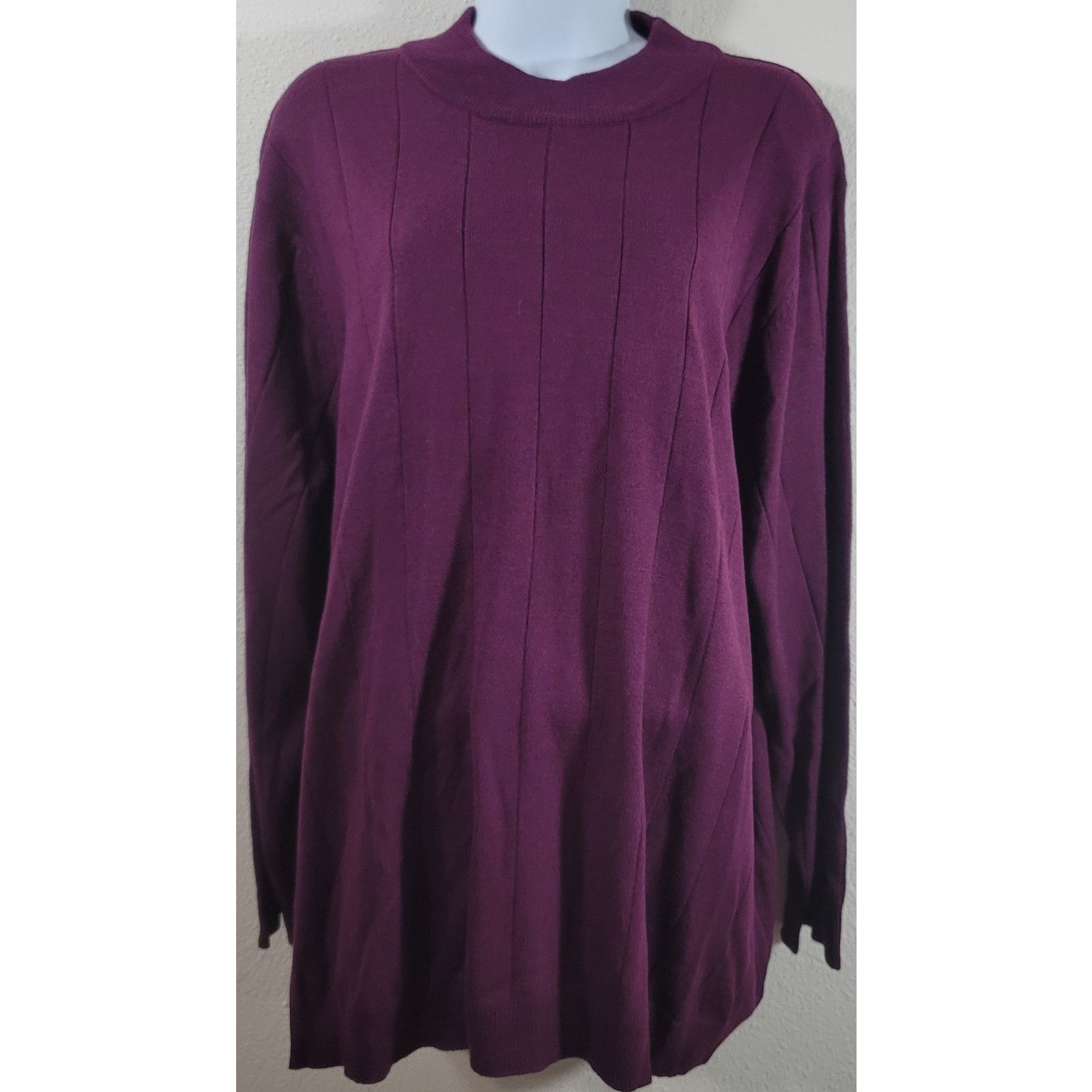 Other Roaman's Purple High Crew Neck Long Sleeve Top 2X 26W 28W Size XXL / US 16-18 / IT 52-54 - 1 Thumbnail