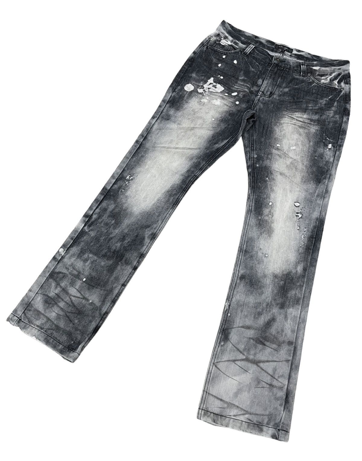 In The Attic 🔥IN THE ATTIC HOMME Punk Bleach Wash Smoke Distressed Denim Size US 32 / EU 48 - 3 Thumbnail