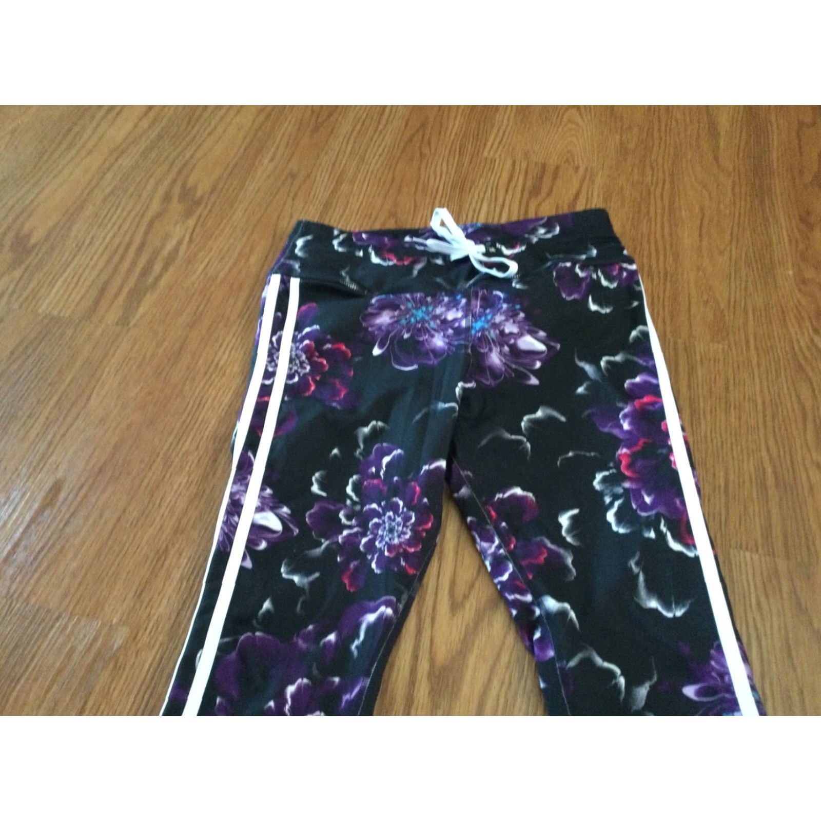 Avia Avia Women's Floral Leggings with White Stripe Size M 8-10 Size 32" / US 10 / IT 46 - 2 Thumbnail