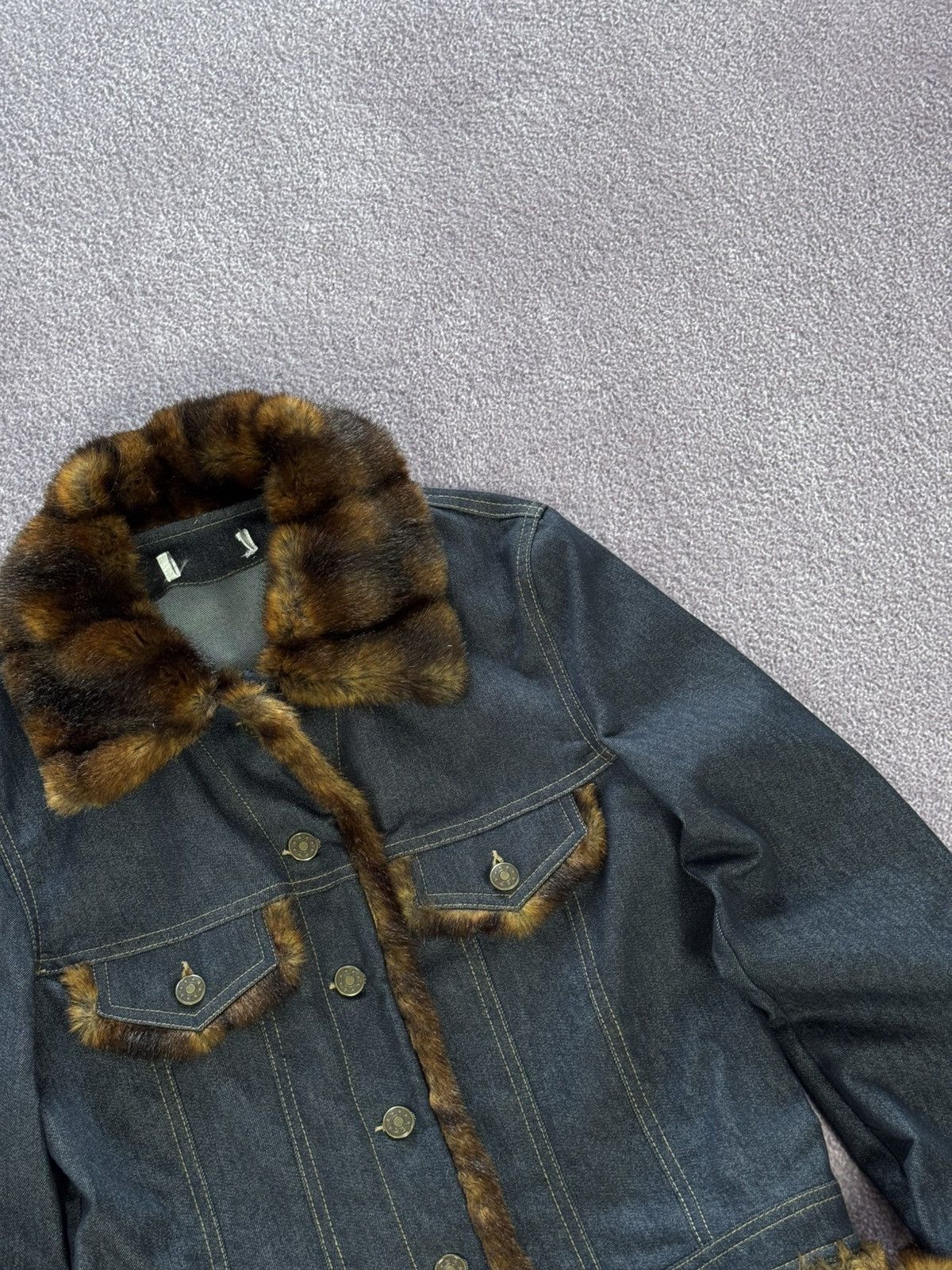 Japanese Brand Y2K Faux Fur Glamour Avant Garde Denim Jacket Size M / US 6-8 / IT 42-44 - 5 Thumbnail