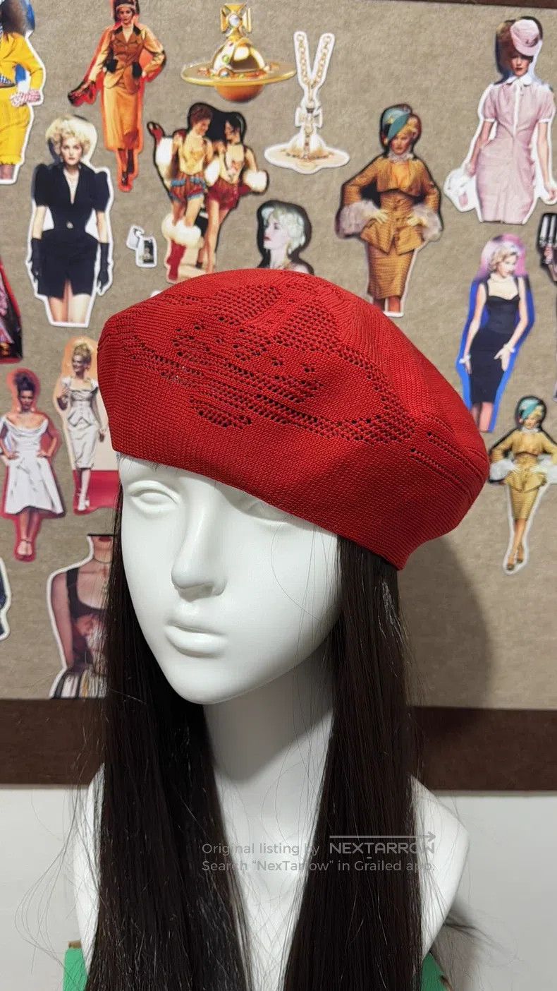Vivienne Westwood Vivienne Westwood Red Openwork Saturn Beret Size ONE SIZE - 3 Thumbnail
