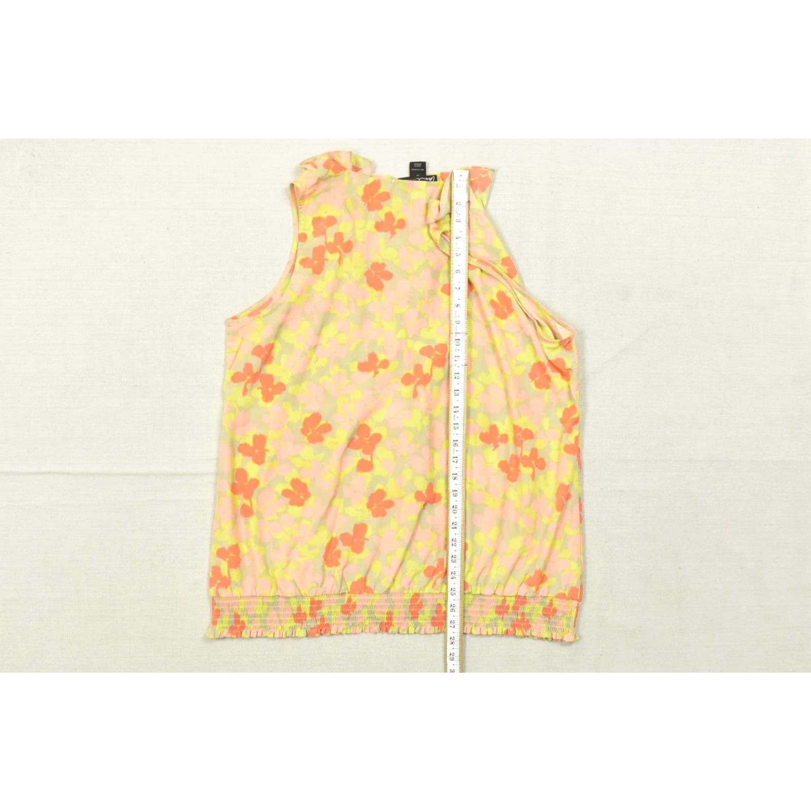 Vintage Lane Bryant Blouse Women Plus Size 22 Floral Sleeveless Ruffle Neck Pink SMocked Hem Adjustable Pullover Casual Summer Spring Short Sleeve? Size 3XL / US 20-22 - 5 Thumbnail