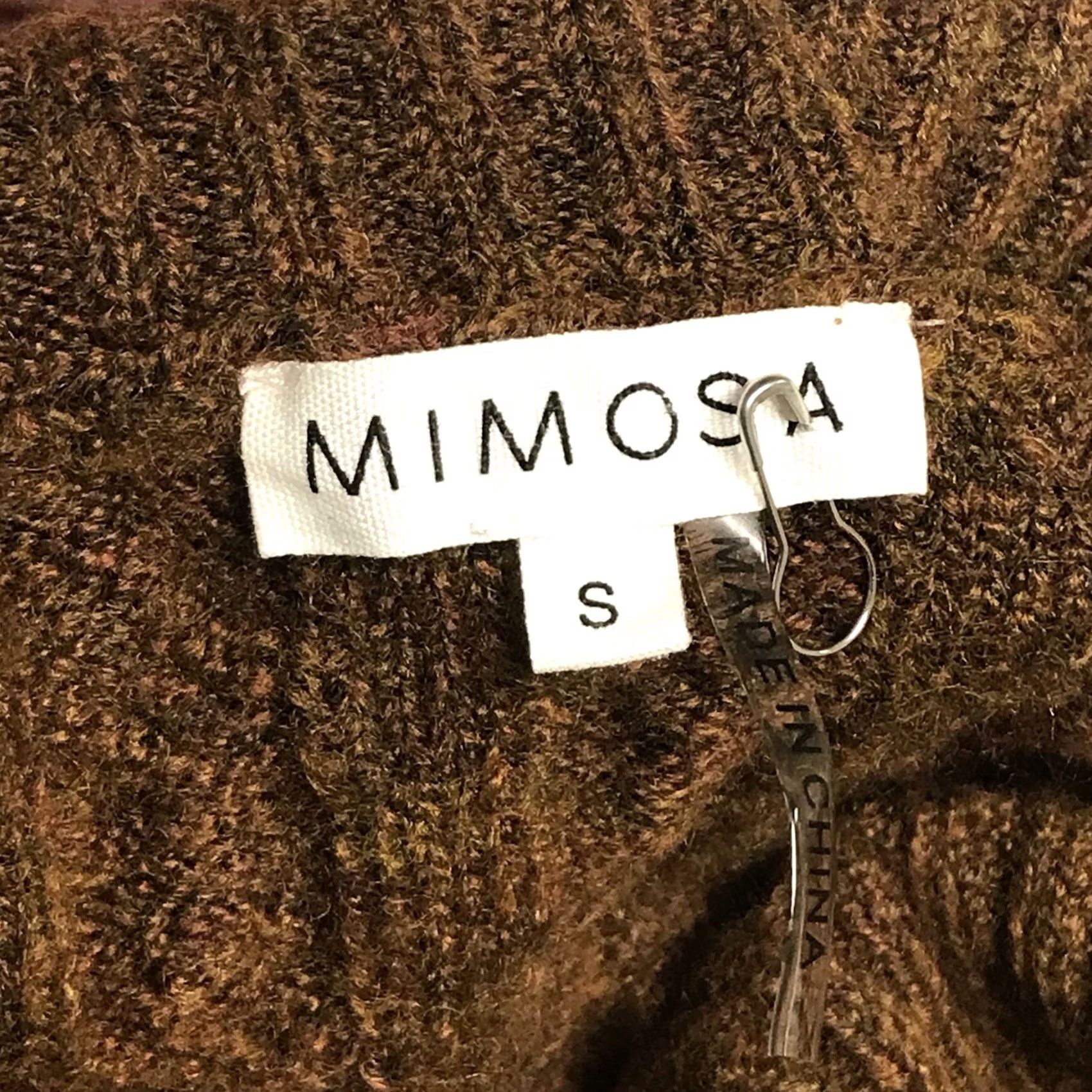 Vintage Mimosa Women Cropped Turtleneck Sweater Saddle Brown Cable Knit S Pullover Slim Relaxed Knit Textured Shoulder Ribbed Womens Size S / US 4 / IT 40 - 2 Thumbnail