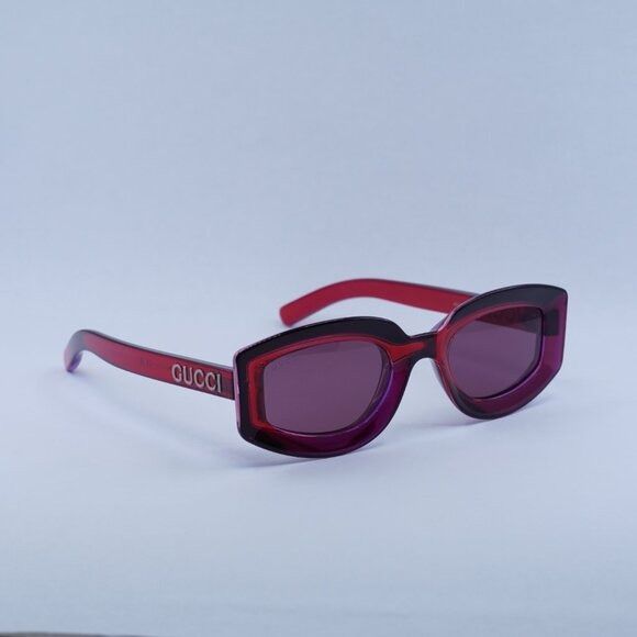Gucci Gucci GG1719S 004 Sunglasses Transparent Red Geometric Frame Size ONE SIZE - 10 Thumbnail