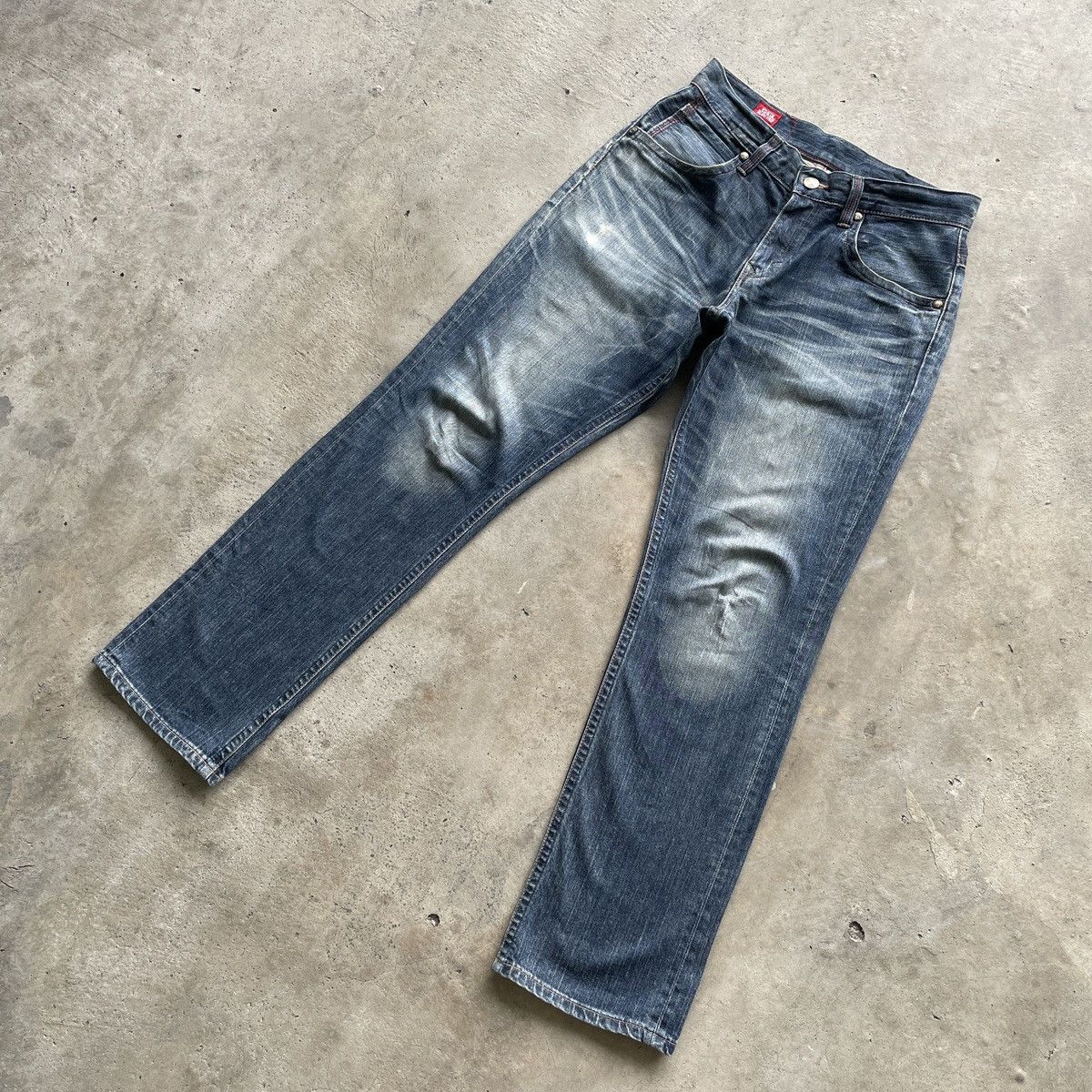 Edwin × Jean × Vintage Vintage Edwin Blue Trip Faded Denim Jeans Pants W31x33 Size US 31 - 2 Thumbnail