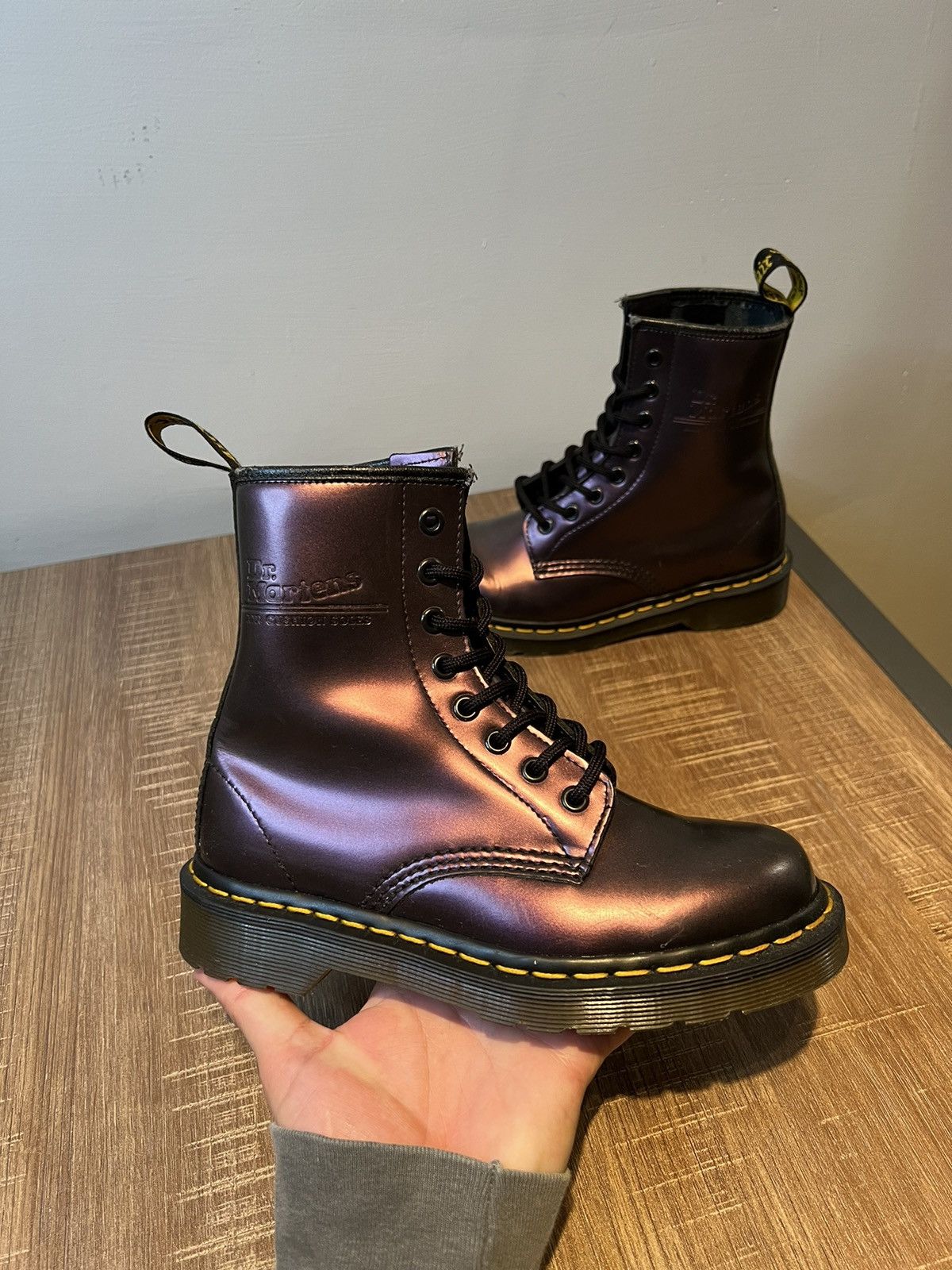 Dr. Martens Dr Martens 10072 Purple Leather 8 Eyelet Ankle Boots Size 5 Grailed