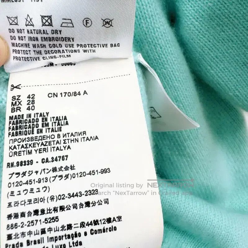 Miu Miu Miu Miu Lightweight Turquoise Cashmere Sweater . Size S / US 4 / IT 40 - 6 Thumbnail