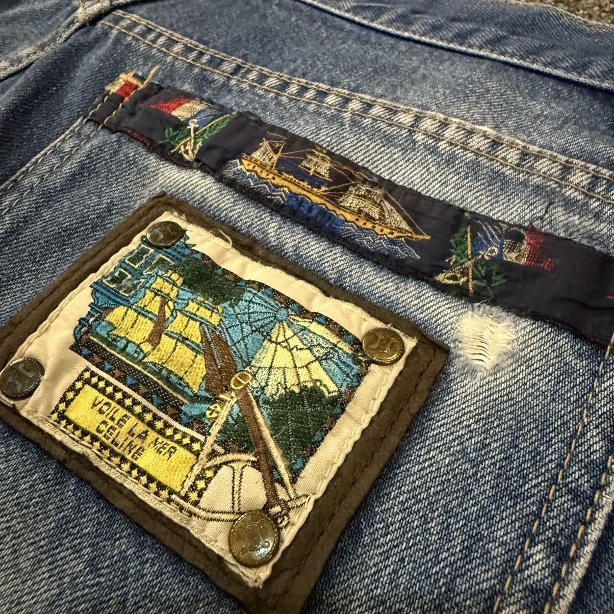 Celine Vintage 90s Voile La Mer Celine Blue Aging Denim Size US 33 - 9 Thumbnail