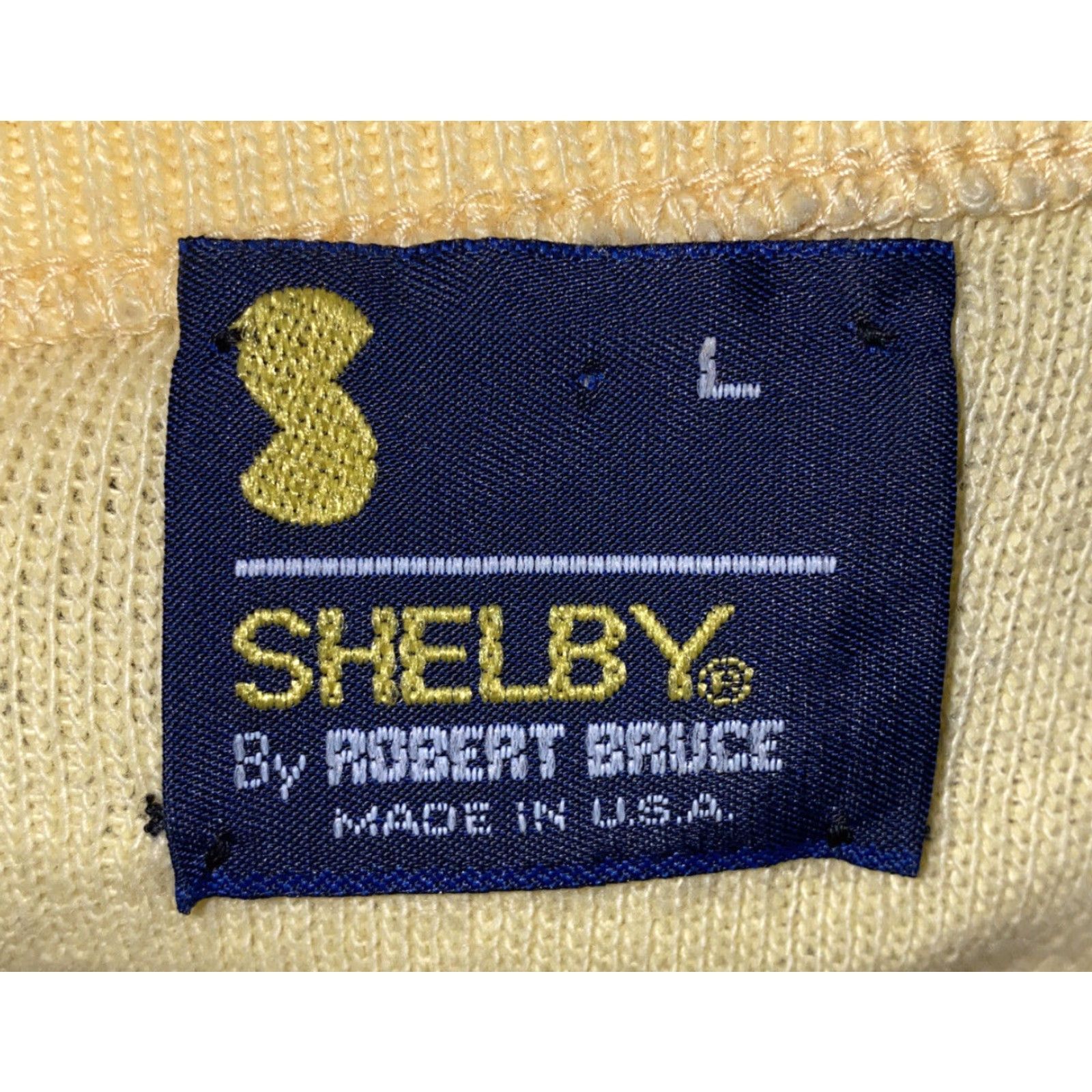 Vintage Robert Bruce Mens Yellow V-Neck Acrylic Sweater Large USA Made Size US L / EU 52-54 / 3 - 5 Thumbnail