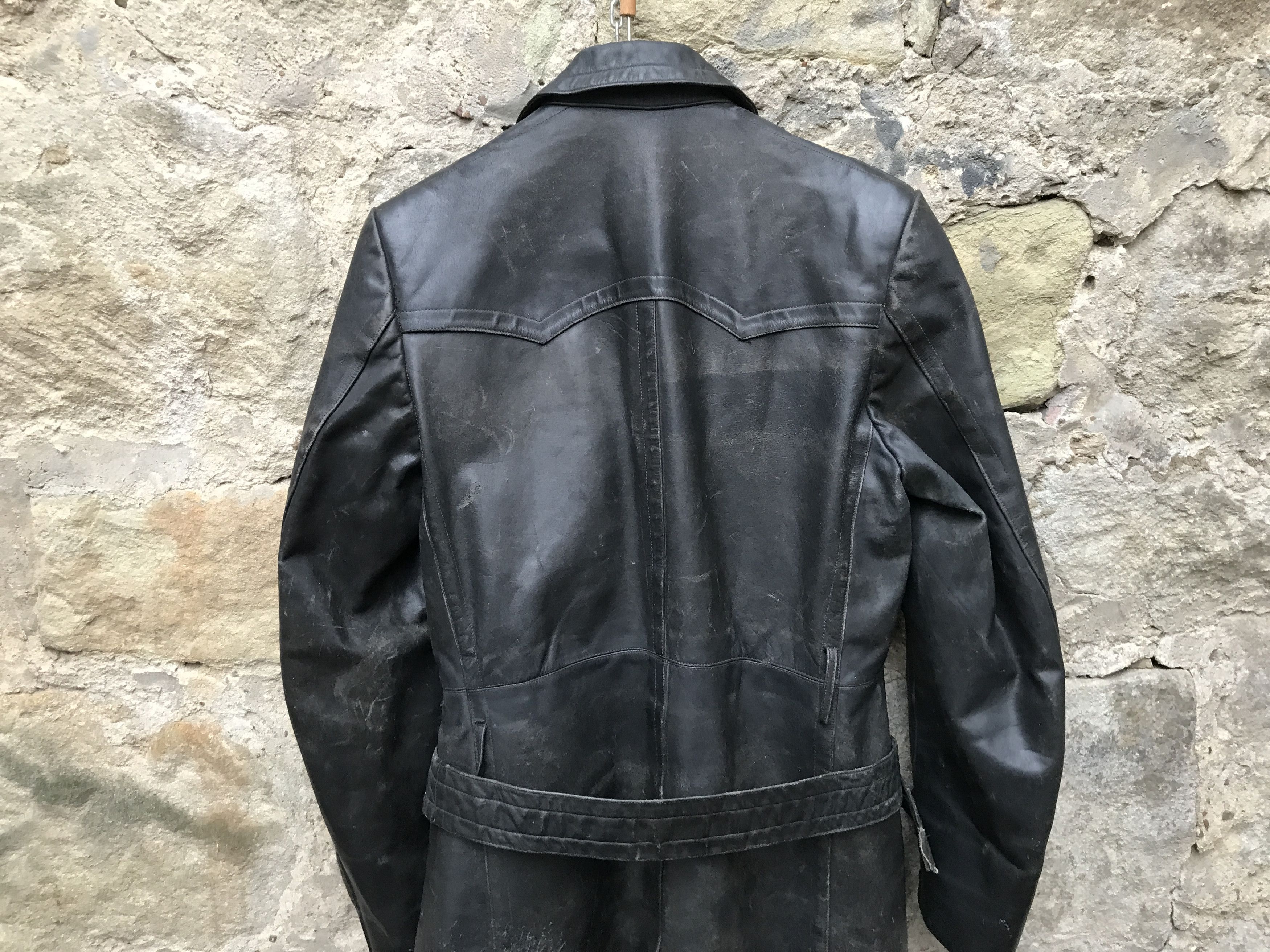 Vintage 40s German Motorcycle Horsehide Leather Jacket / Coat Size US L / EU 52-54 / 3 - 12 Thumbnail